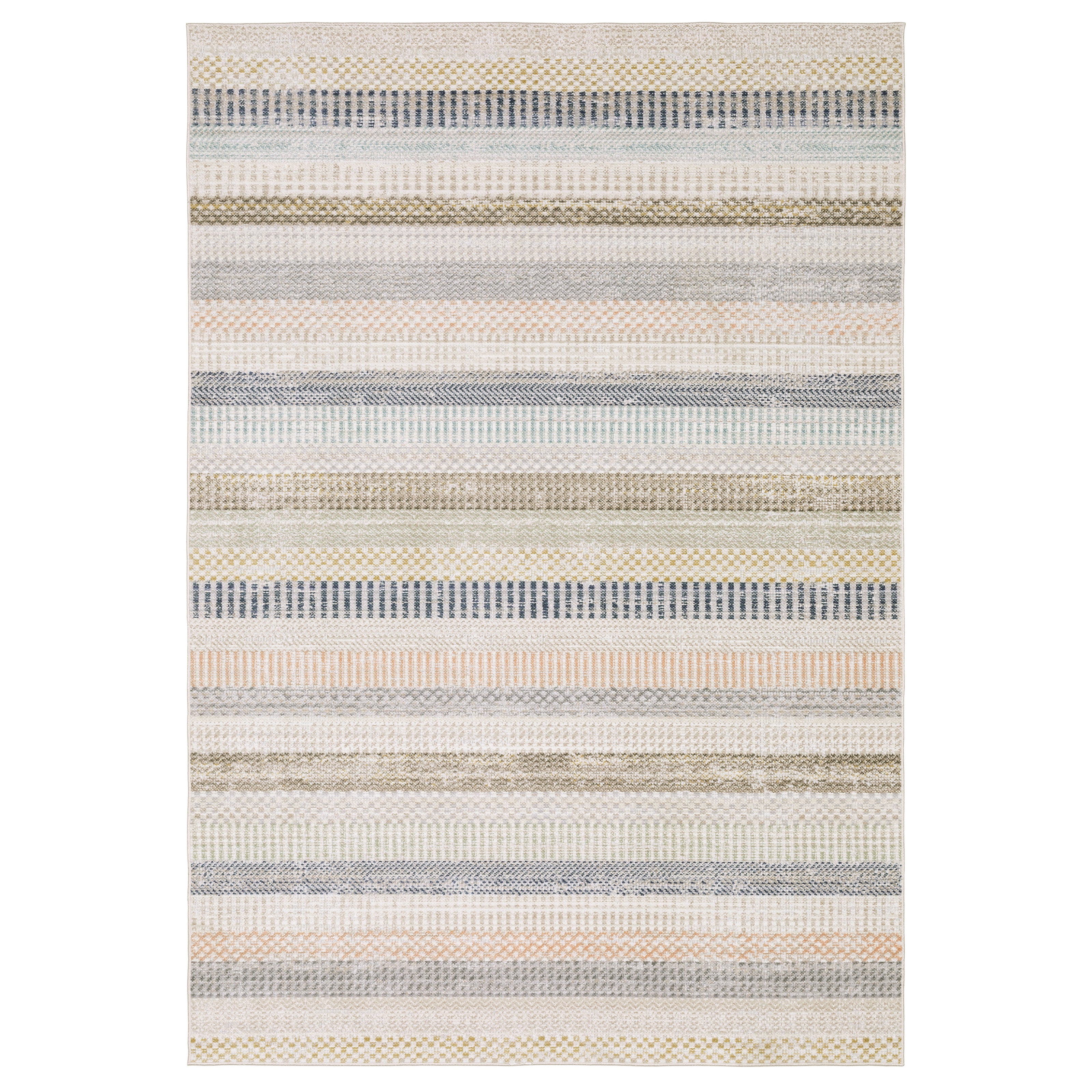 Oriental Weavers Cavett CAV08 soft transitional rug featuring decorative pattern in ivory/ multi tones