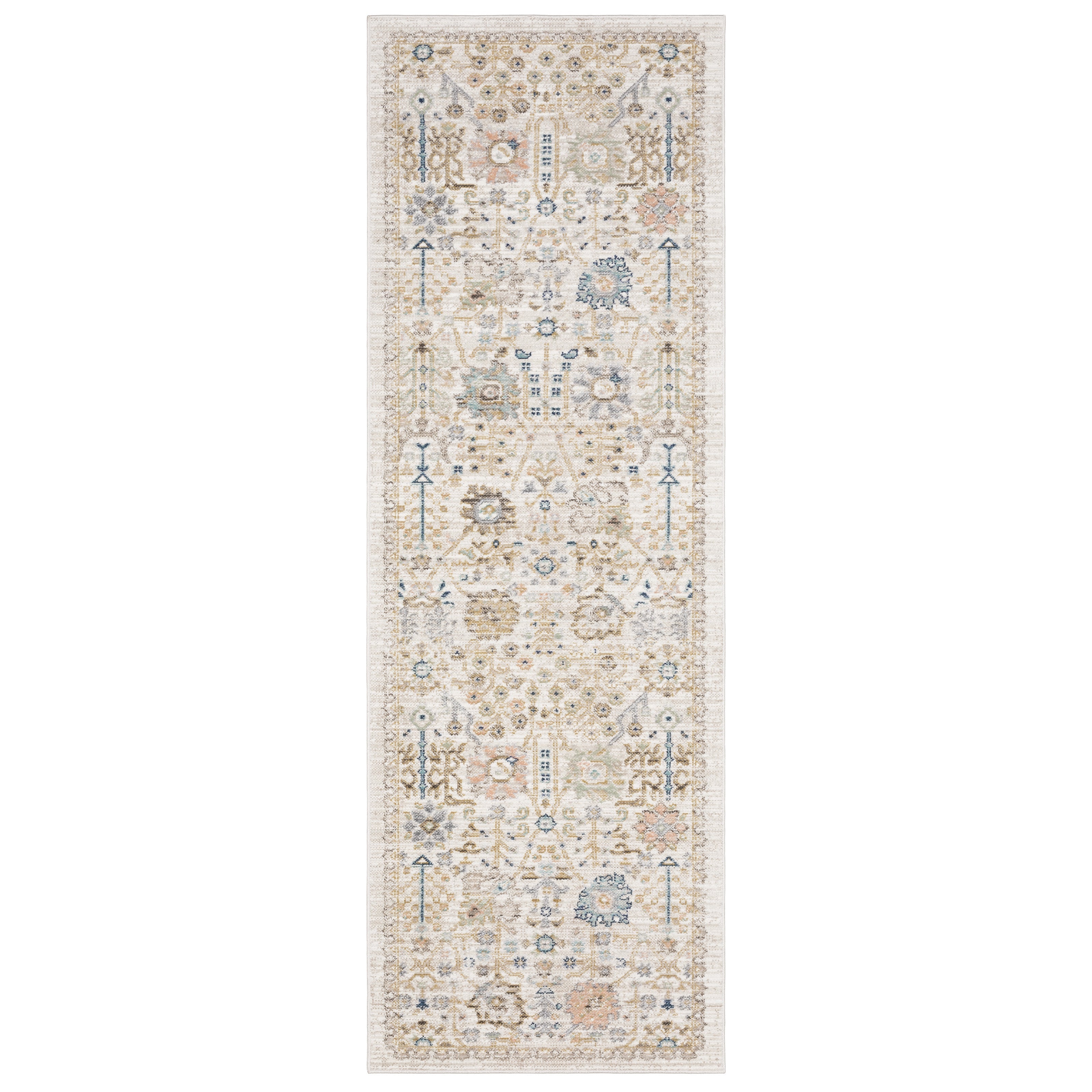 Oriental Weavers Cavett CAV13 soft transitional rug featuring decorative pattern in blue/ pink tones