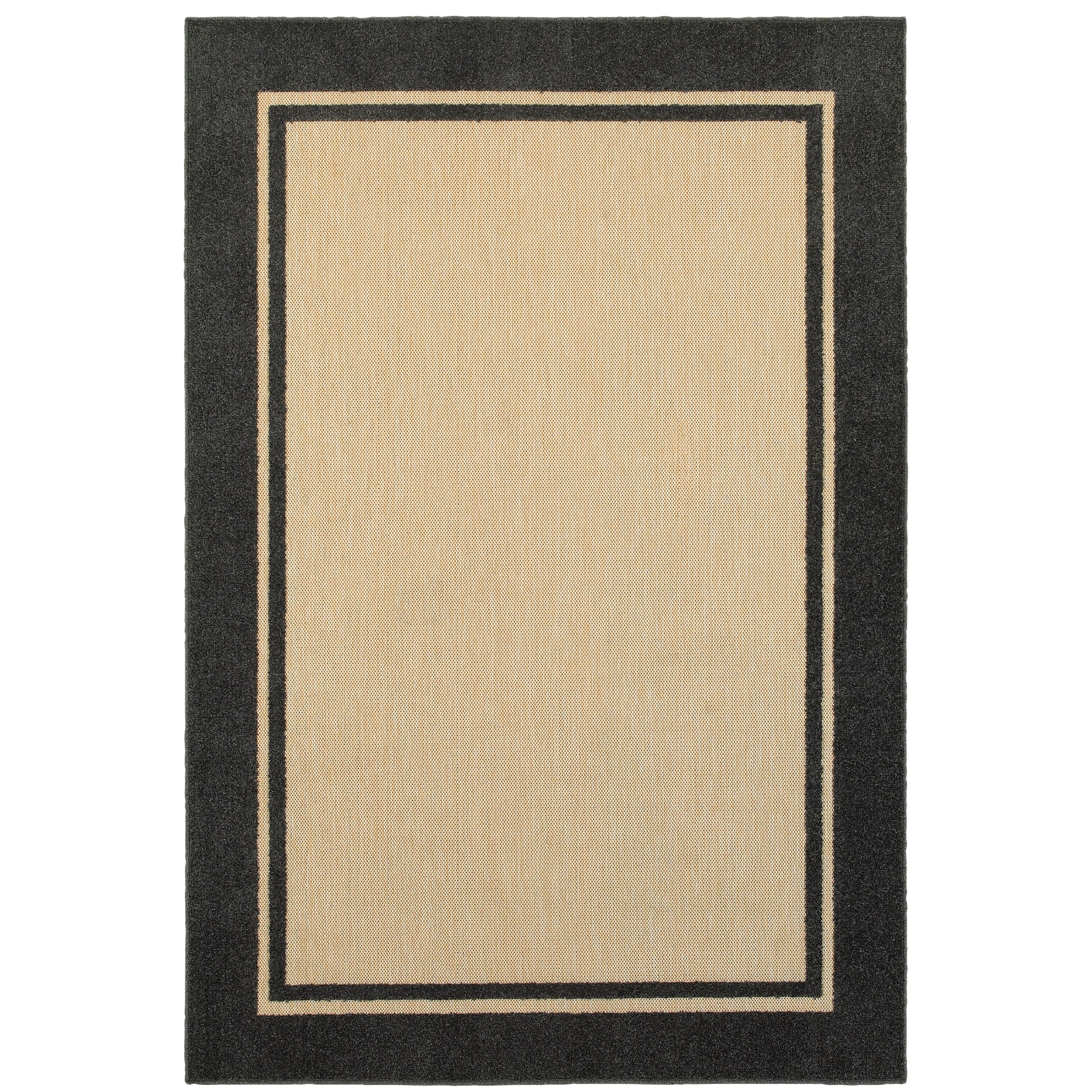 Oriental Weavers Cayman 5594K textured indoor-outdoor rug featuring abstract pattern in sand/ charcoal tones
