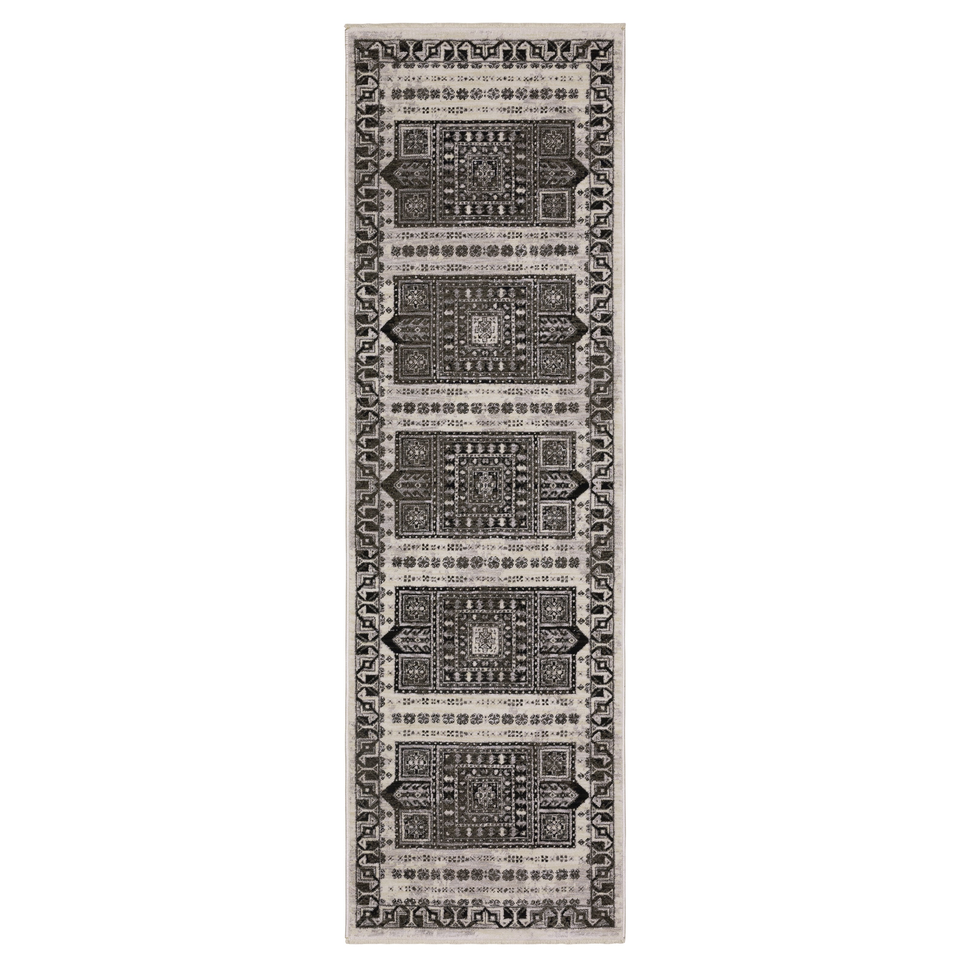 Oriental Weavers Chamberlain CH01G plush traditional rug featuring decorative pattern in ivory/ charcoal tones