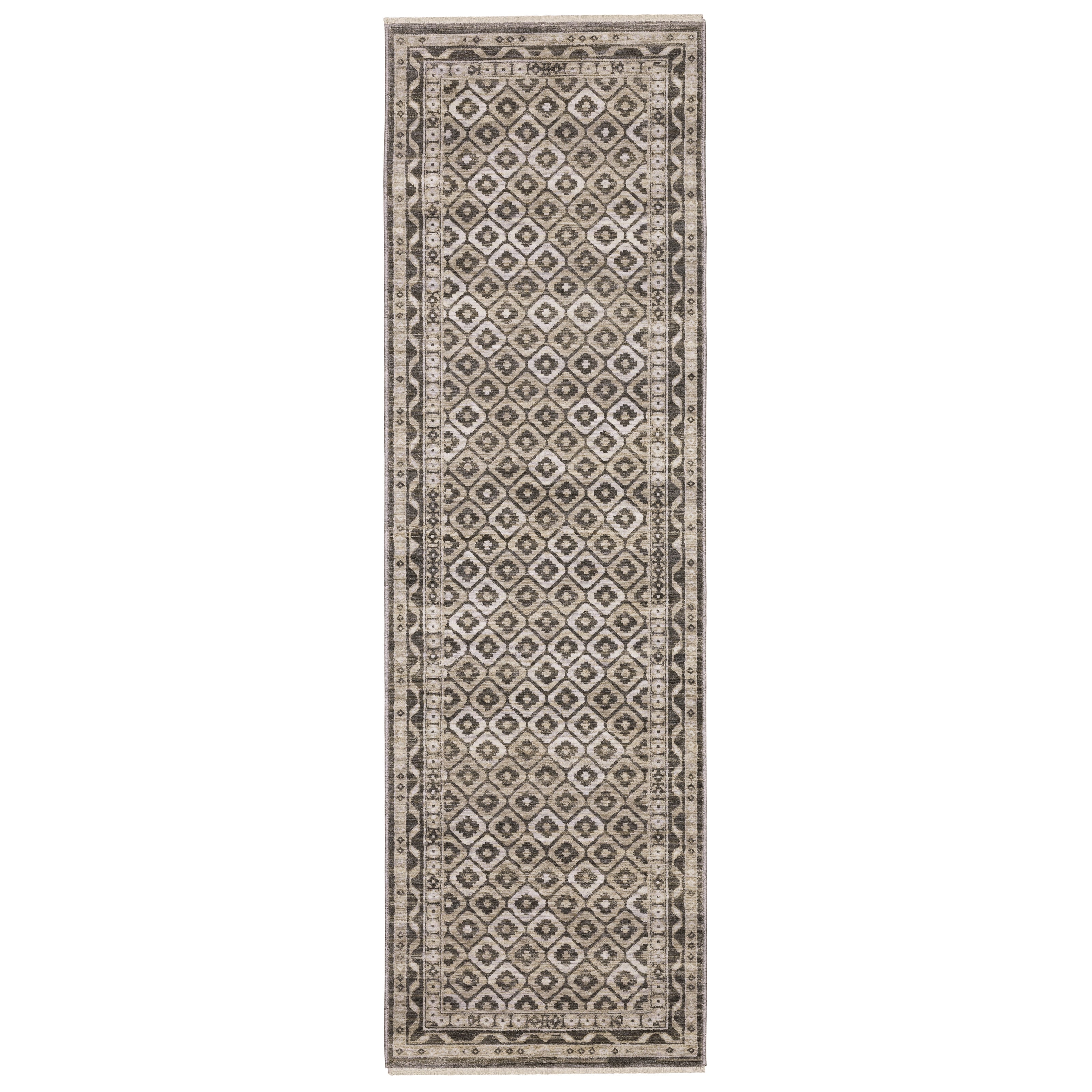 Oriental Weavers Chamberlain CH03B plush traditional rug featuring decorative pattern in grey/ beige tones