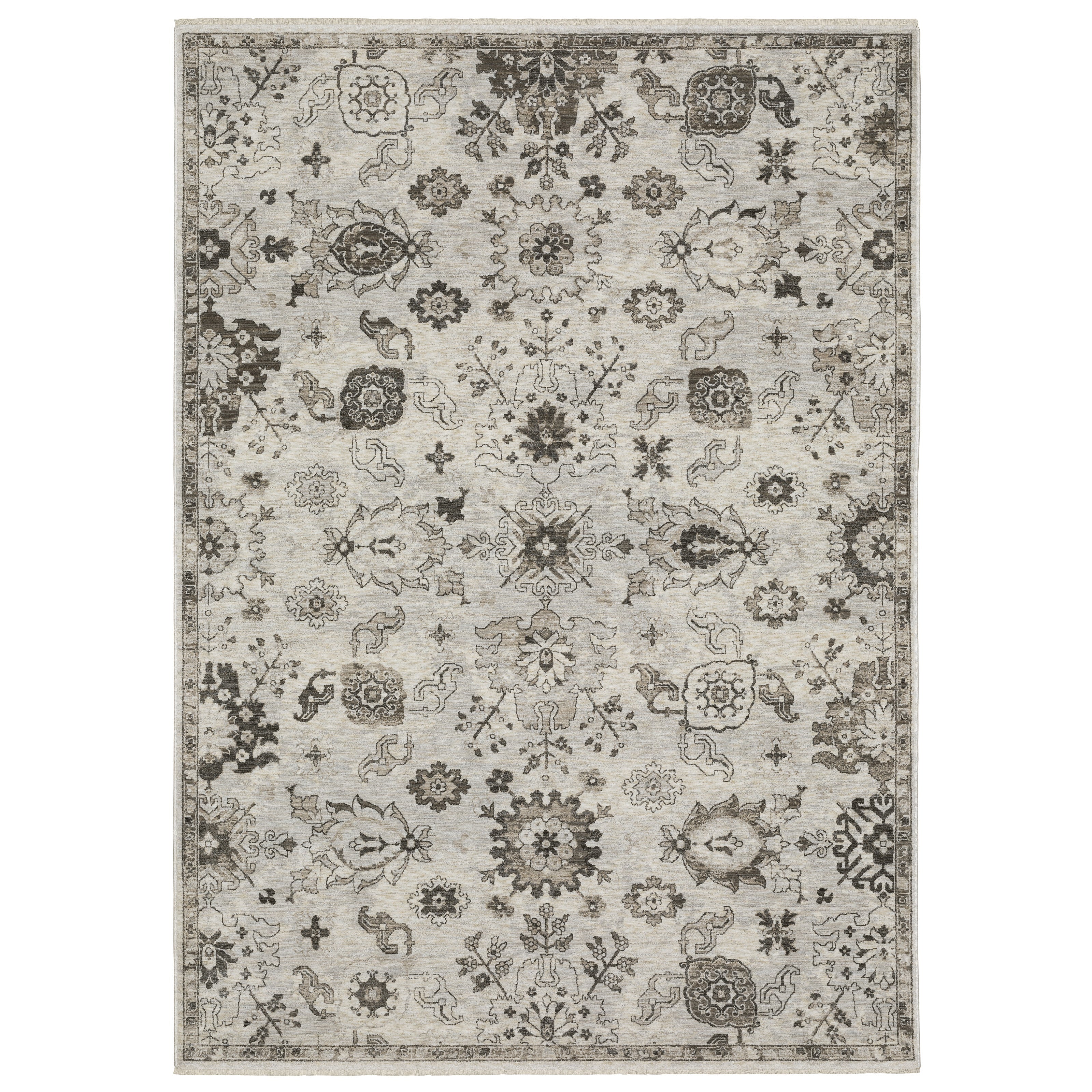 Oriental Weavers Chamberlain CH06B plush traditional rug featuring decorative pattern in ivory/ grey tones