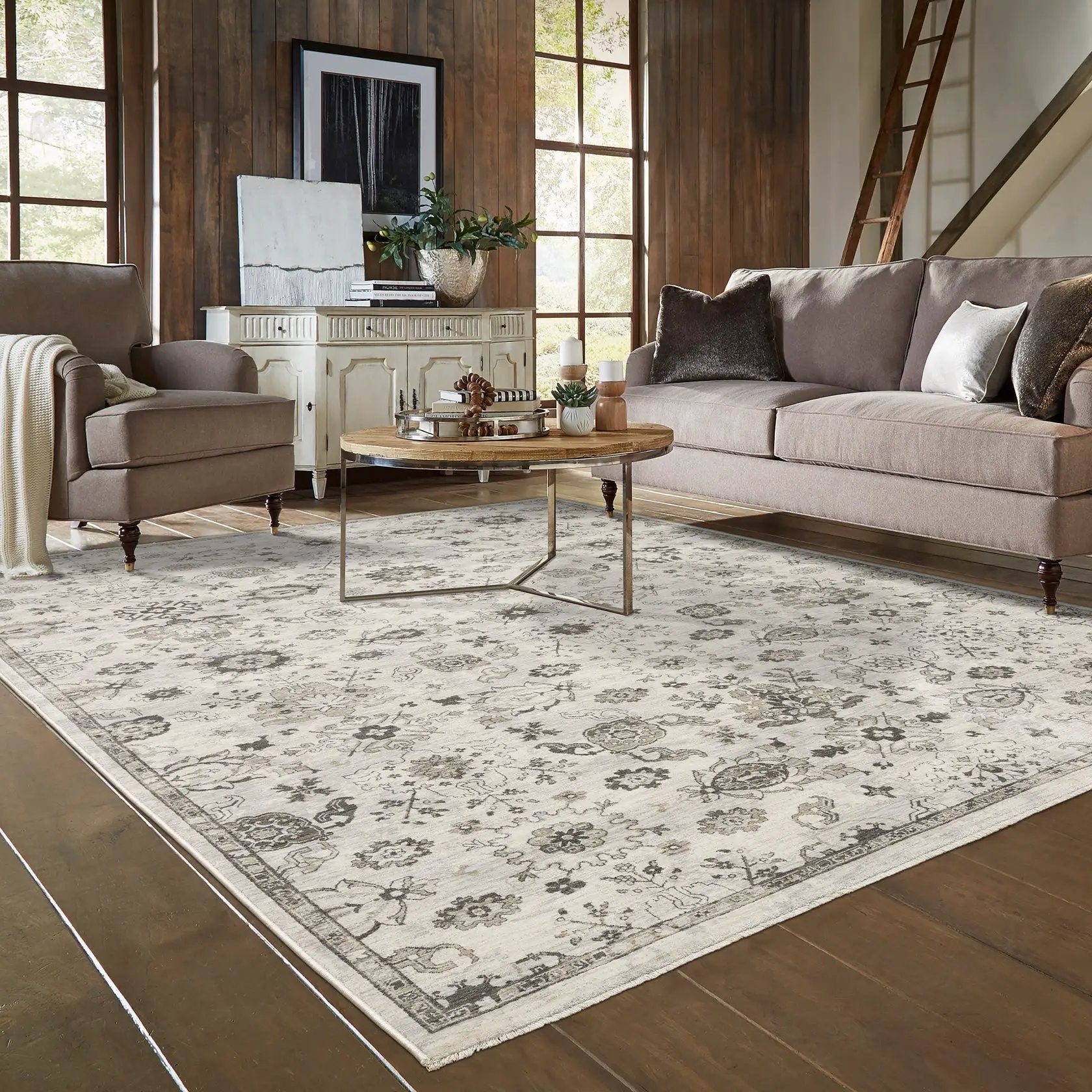 Chamberlain CH06B Ivory/ Grey Area Rug by Oriental Weavers