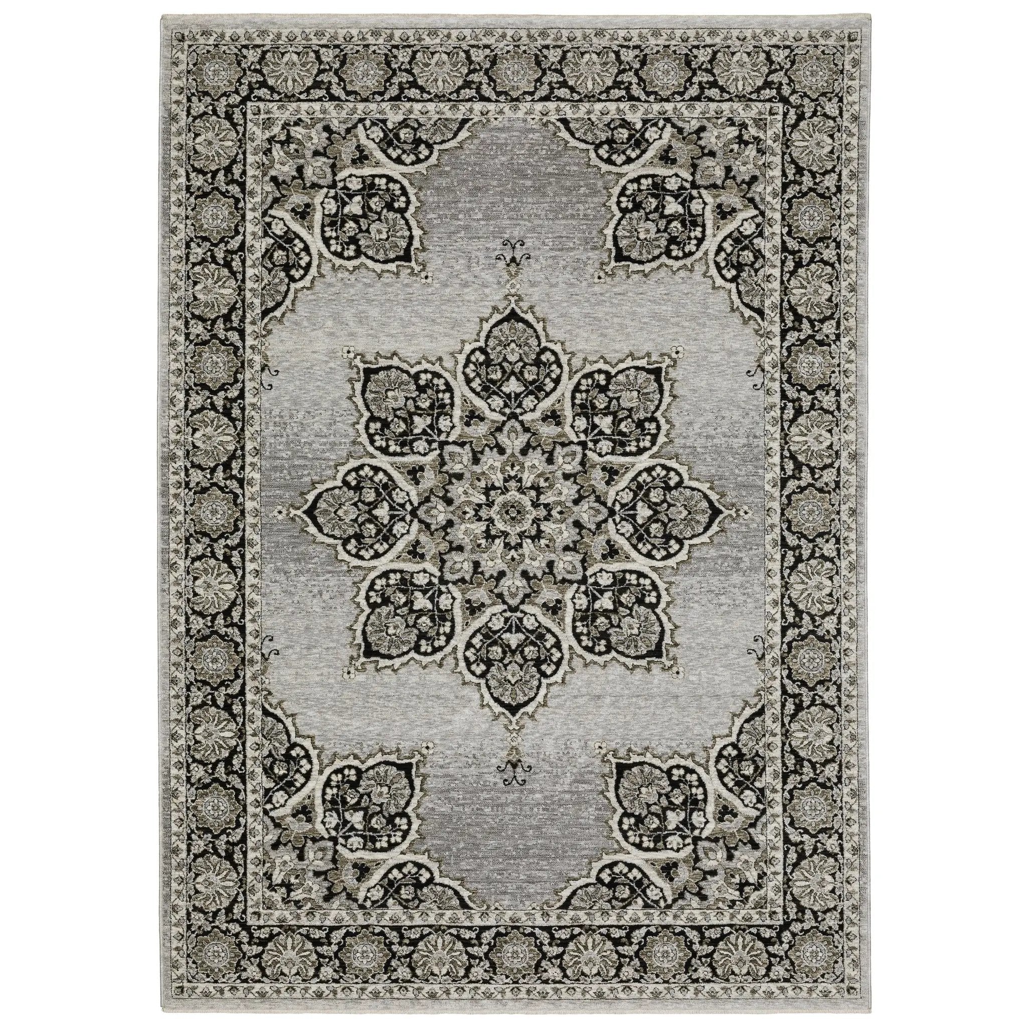 Chamberlain CH11L Grey/ Black Area Rug by Oriental Weavers
