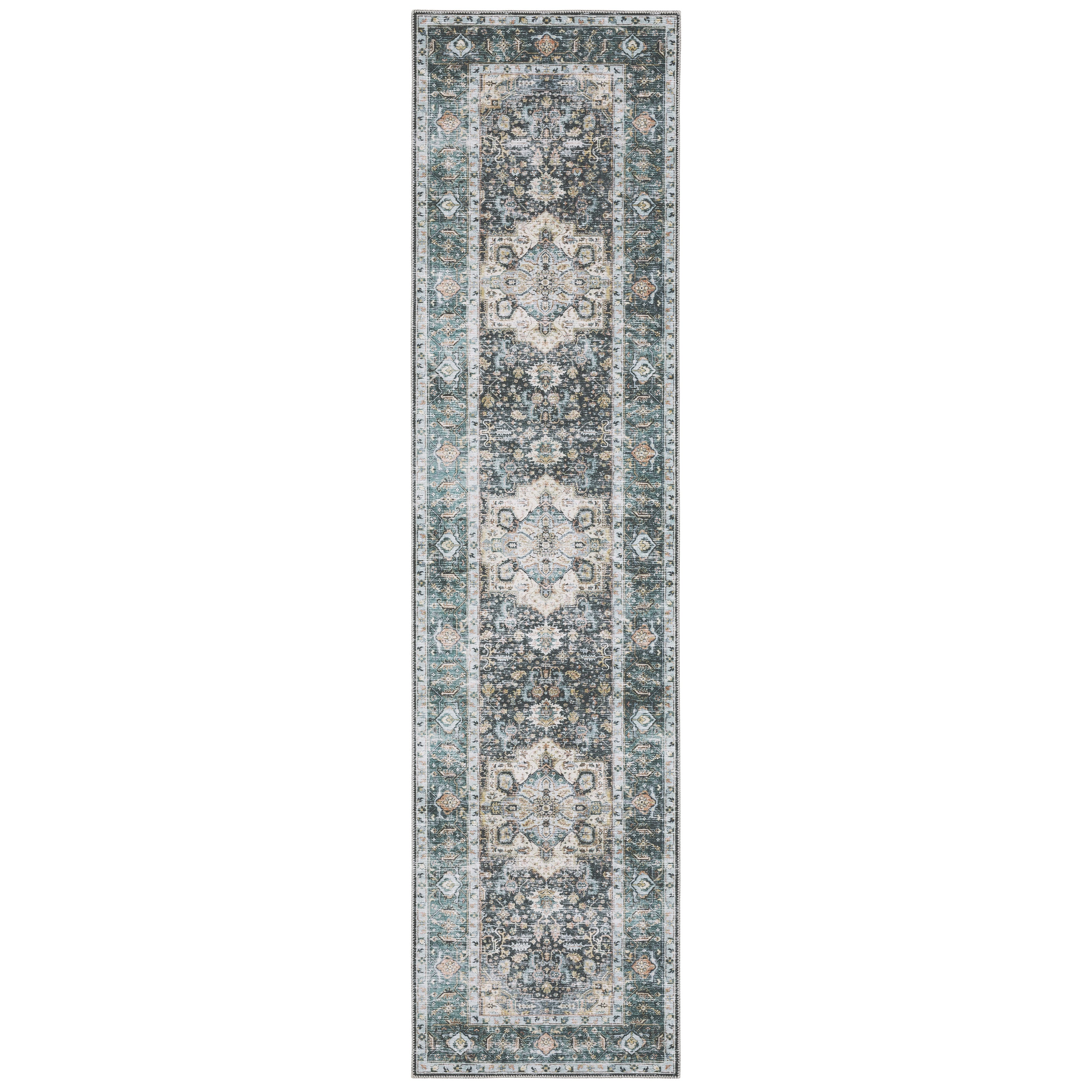Oriental Weavers Charleston CHA01 traditional rug featuring decorative pattern in blue/ ivory tones
