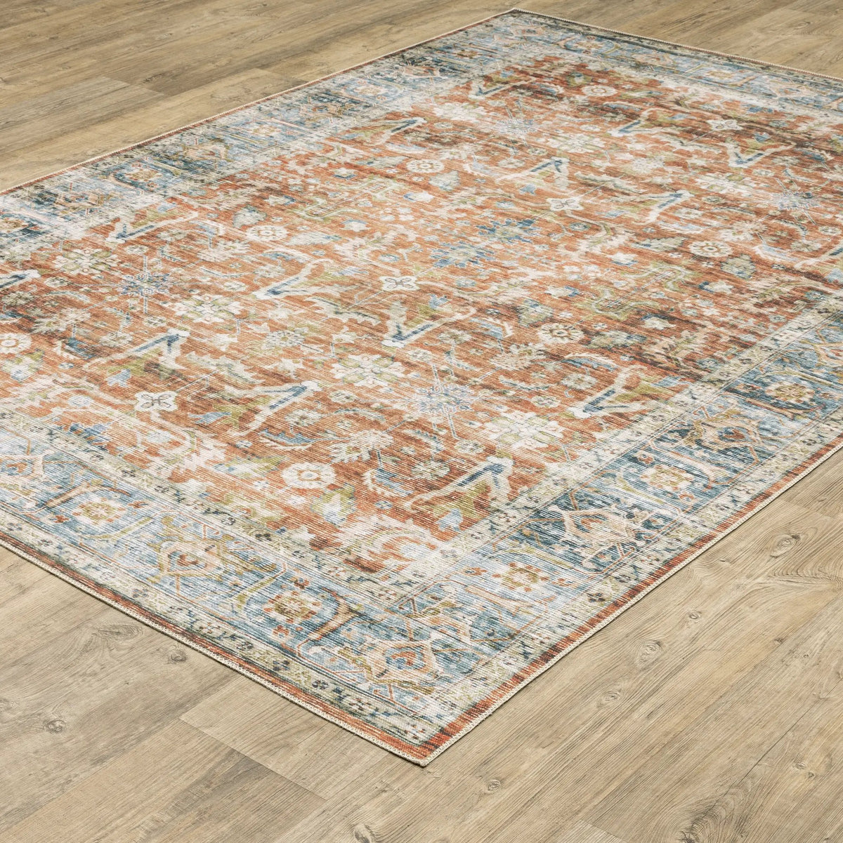 Charleston CHA04 Rust/ Blue Area Rug by Oriental Weavers