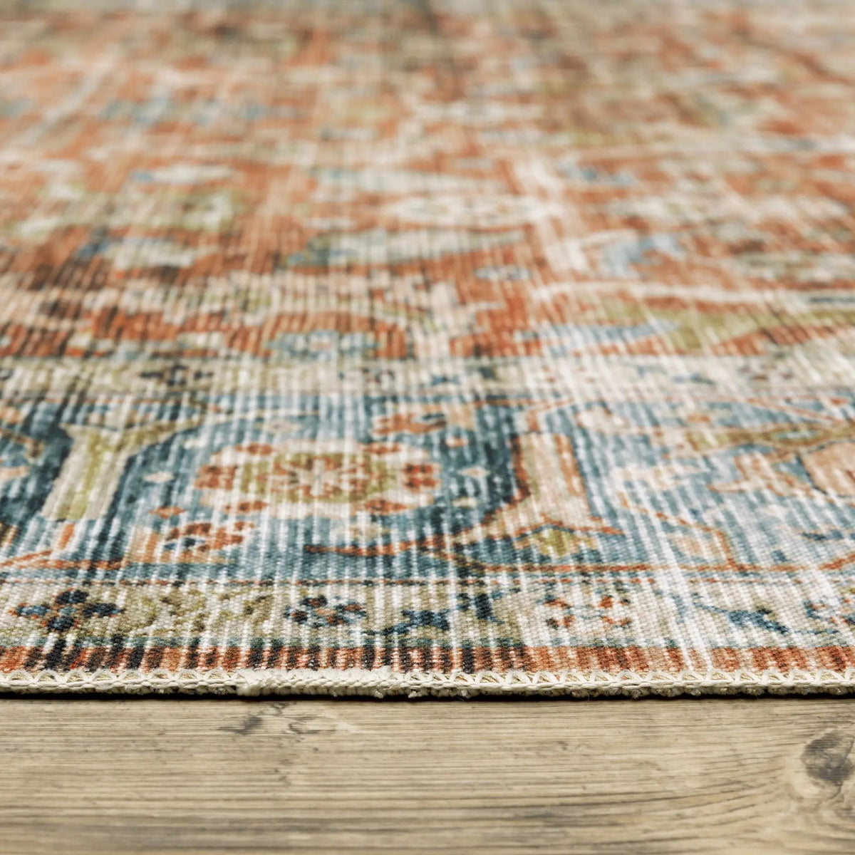 Charleston CHA04 Rust/ Blue Area Rug by Oriental Weavers