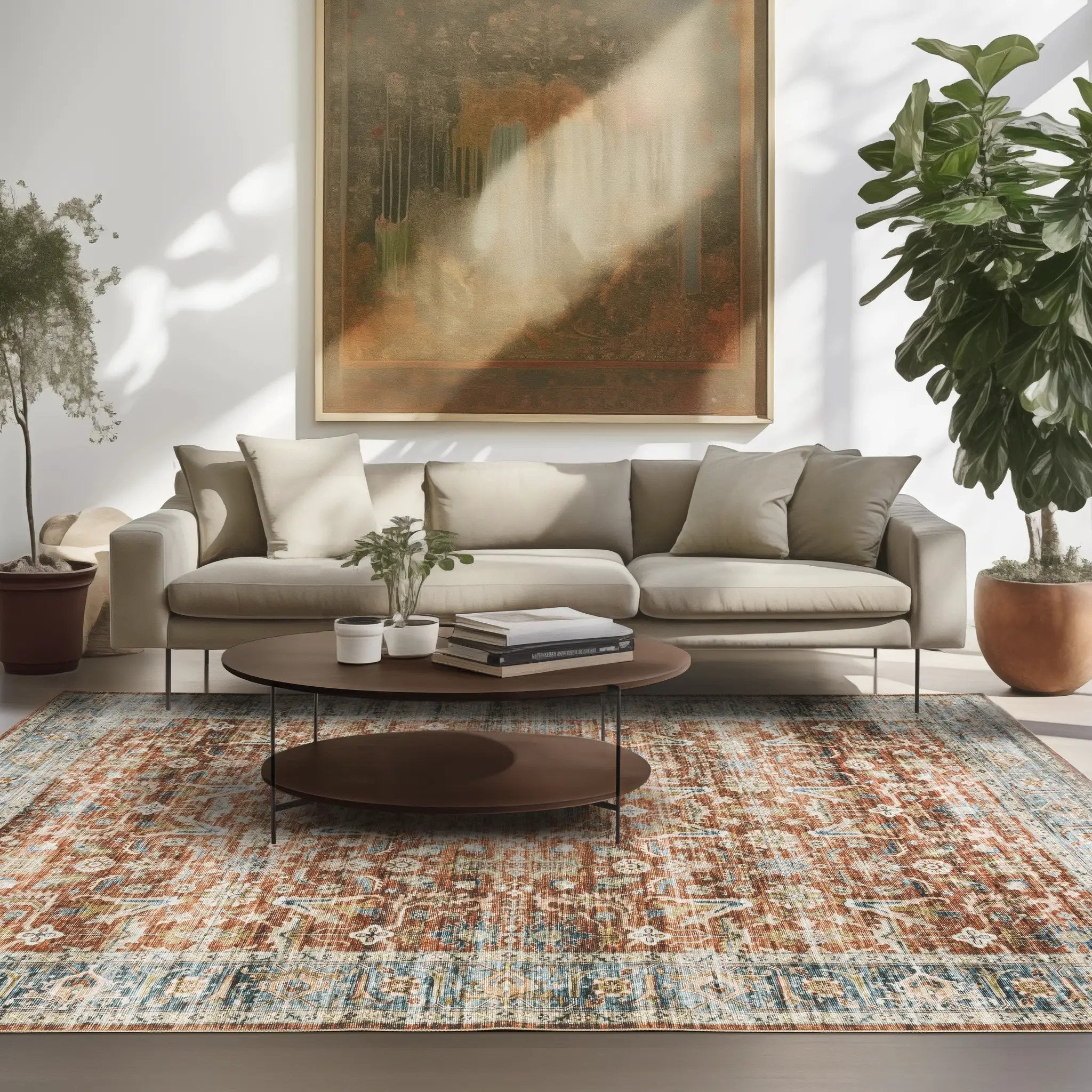 Charleston CHA04 Rust/ Blue Area Rug by Oriental Weavers