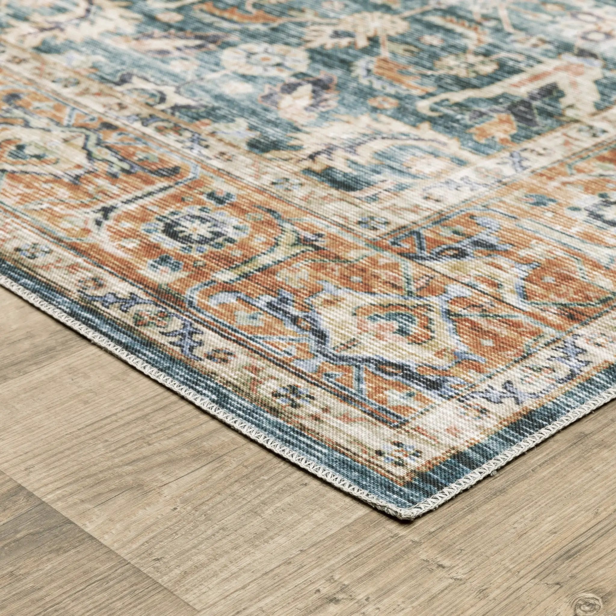 Charleston CHA06 Blue/ Rust Area Rug by Oriental Weavers