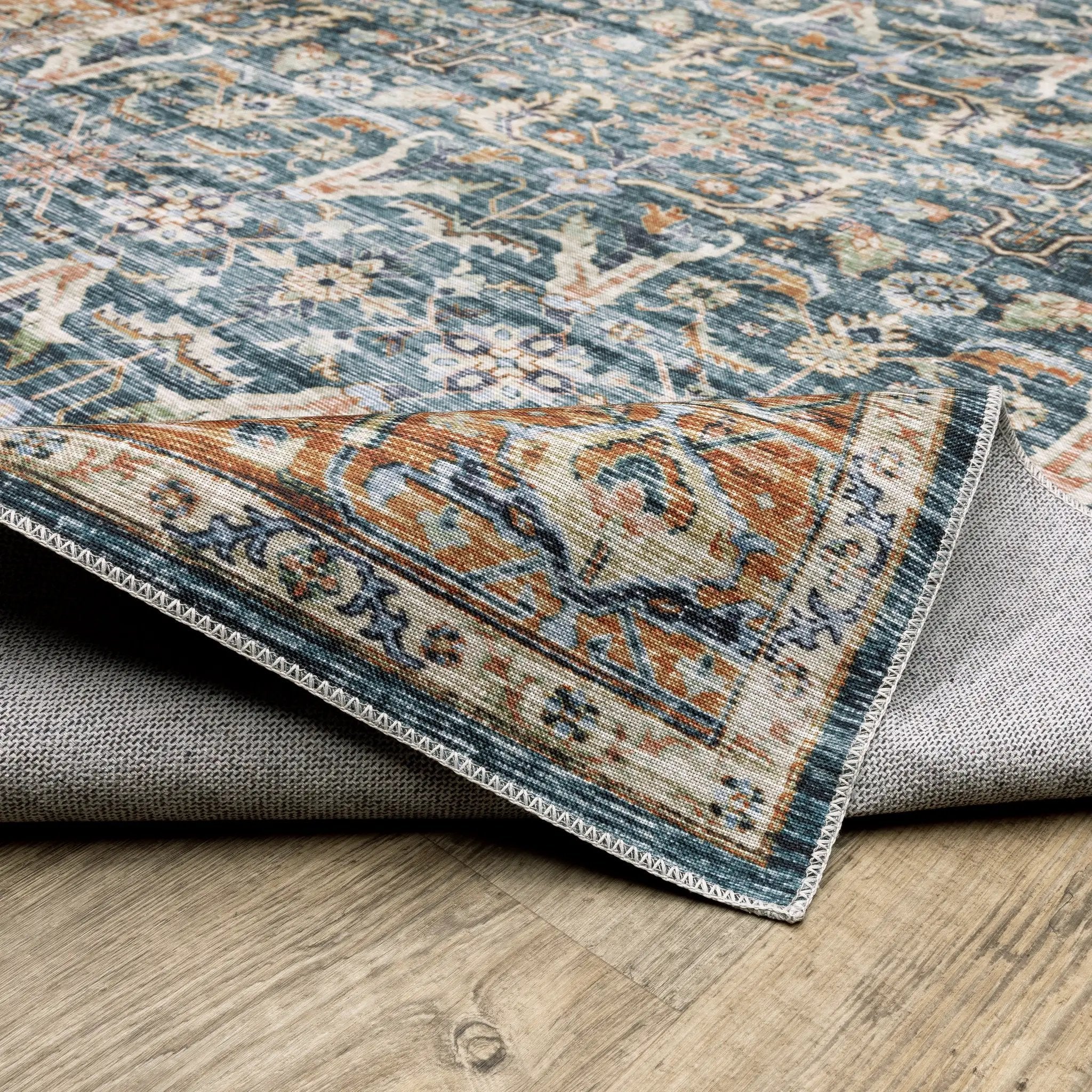 Charleston CHA06 Blue/ Rust Area Rug by Oriental Weavers