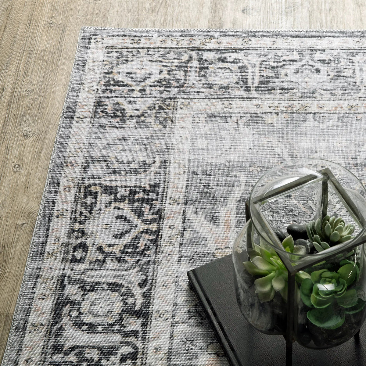 Charleston CHA07 Charcoal/ Grey Area Rug by Oriental Weavers