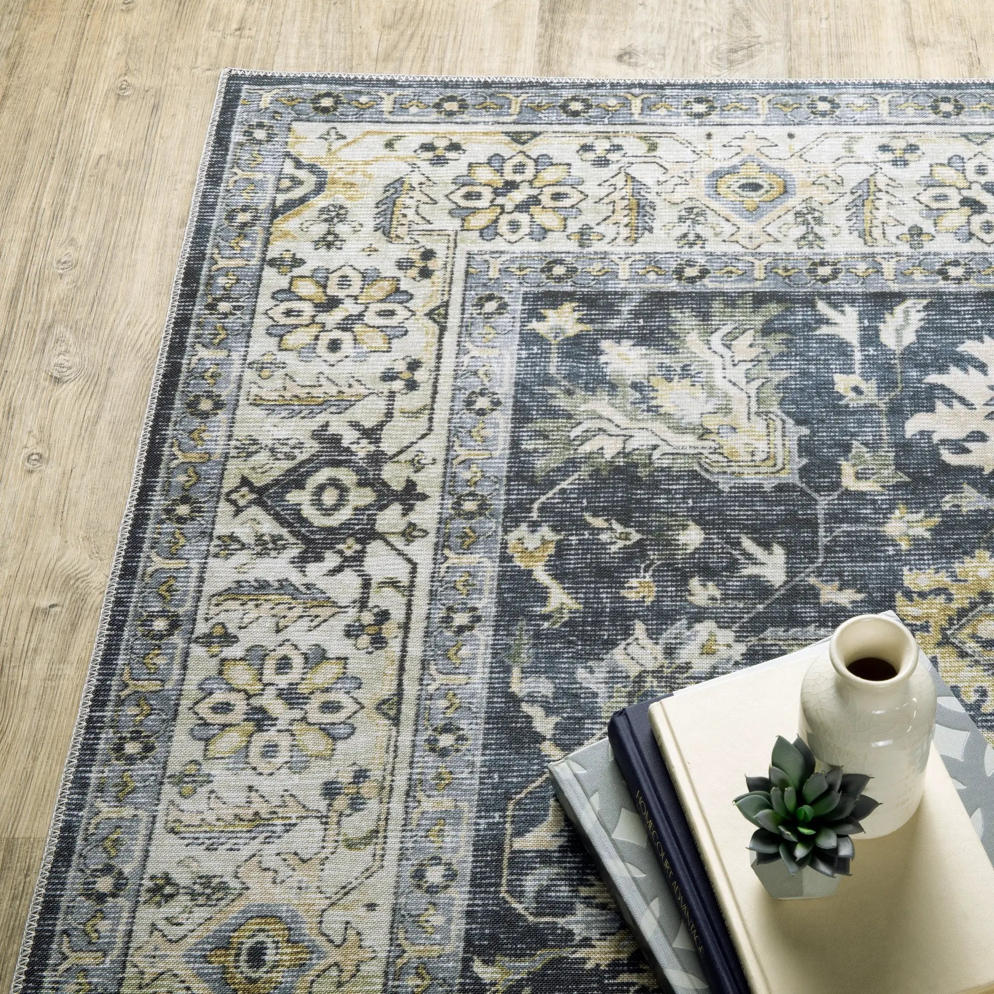 Charleston CHA08 Blue/ Gold Area Rug by Oriental Weavers