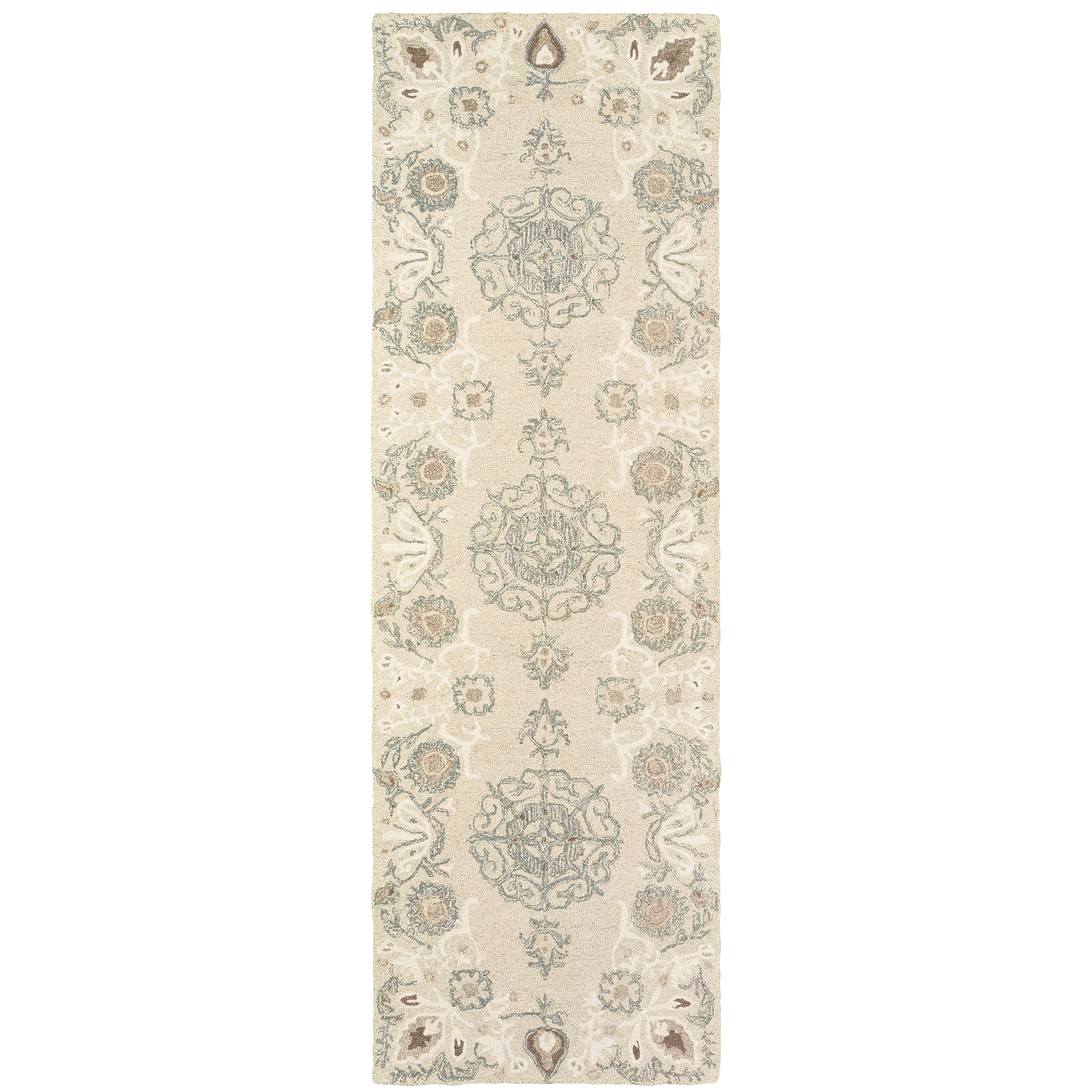 Oriental Weavers Craft 93000 soft traditional rug featuring decorative pattern in sand/ ash tones