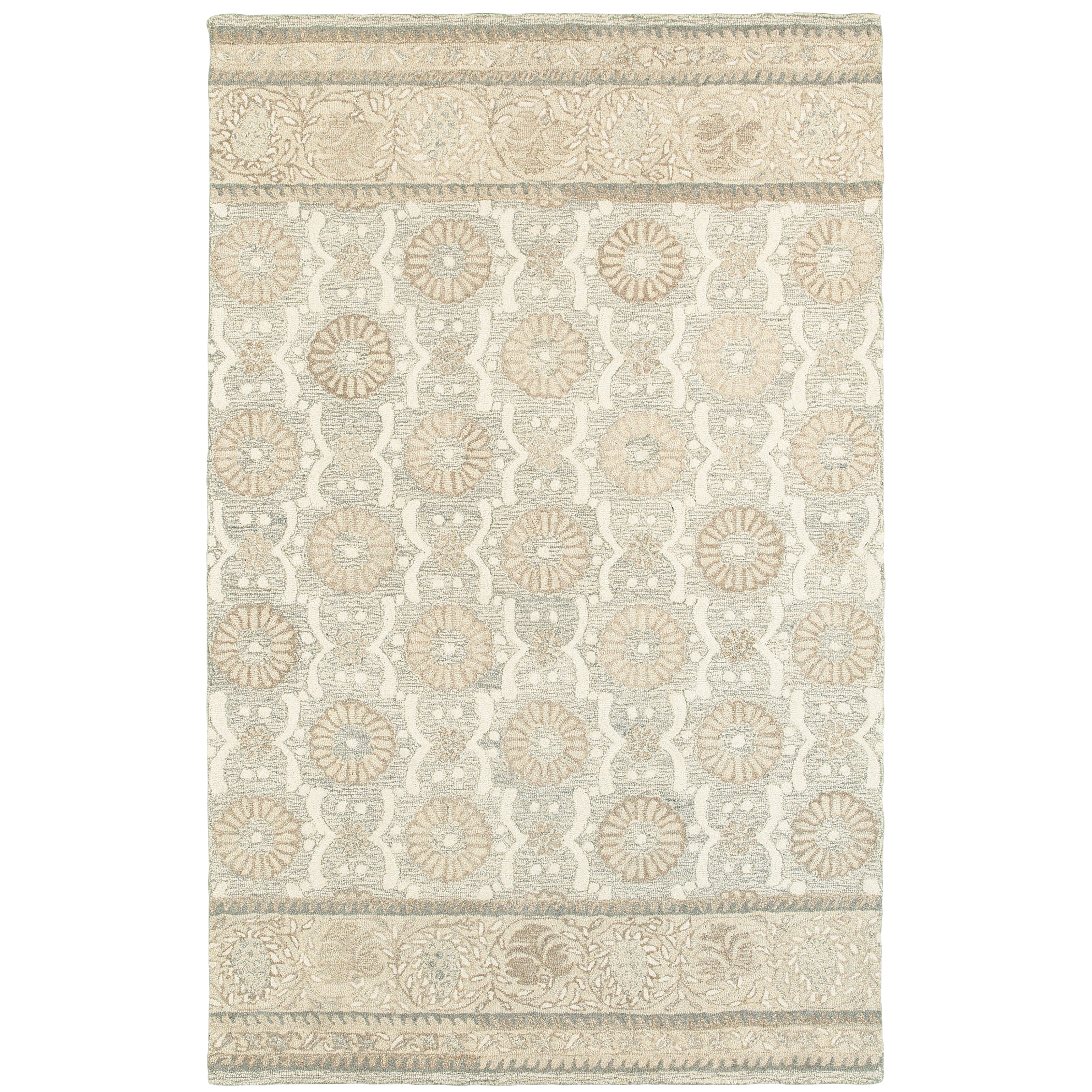 Oriental Weavers Craft 93002 soft traditional rug featuring decorative pattern in ash/ sand tones
