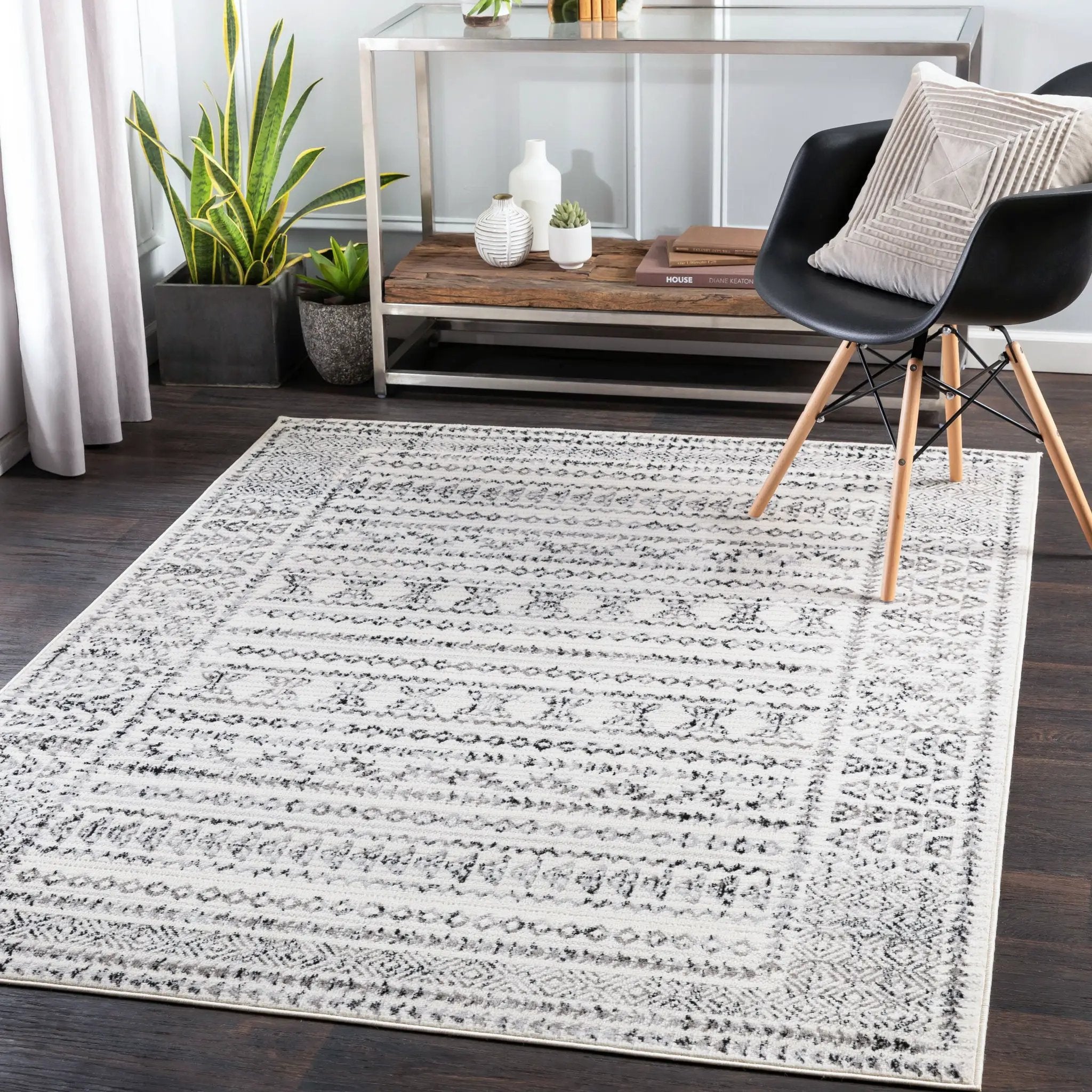 Pisa PSS-2313 Charcoal Area Rug by LIVABLISS