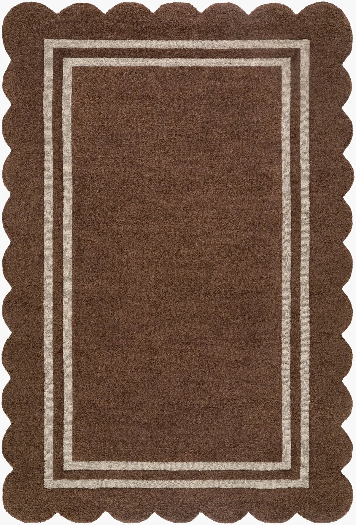 LIVABLISS Scalloped SCP-2300 Dark-Brown Area Rug