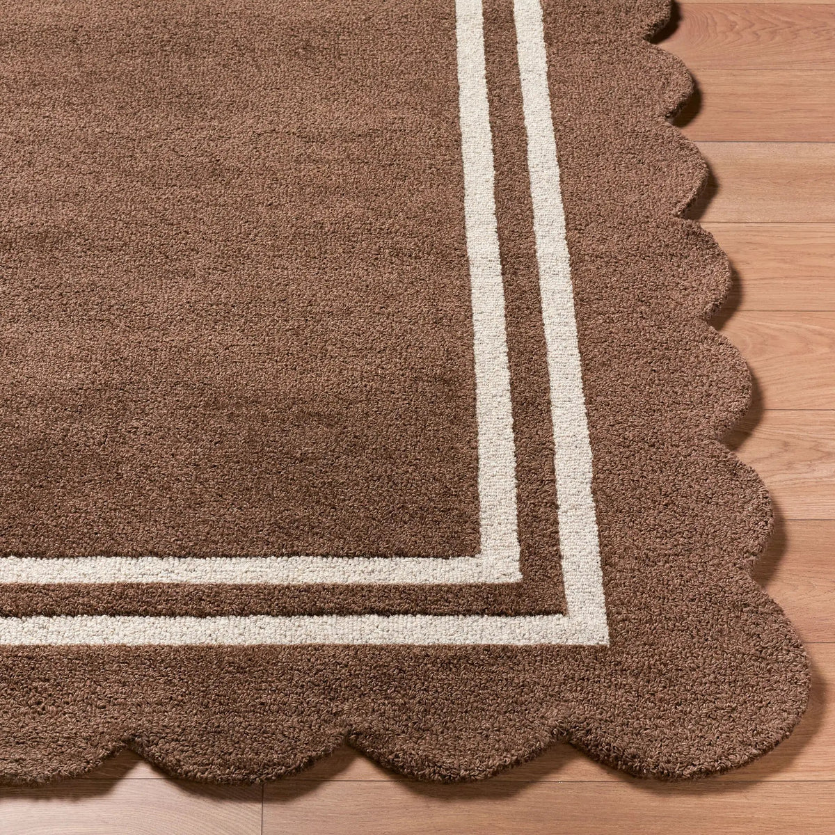 LIVABLISS Scalloped SCP-2300 Dark-Brown Area Rug