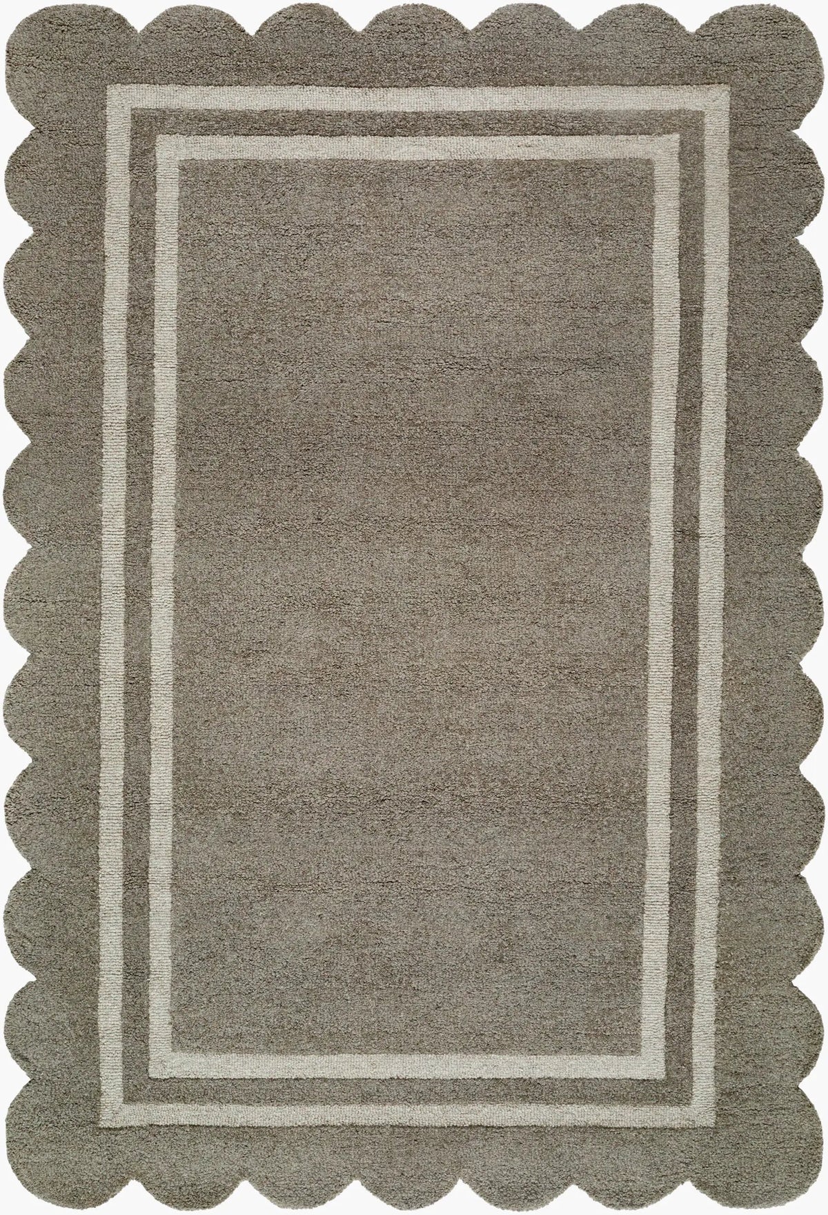 LIVABLISS Scalloped SCP-2302 Stone-Gray Area Rug