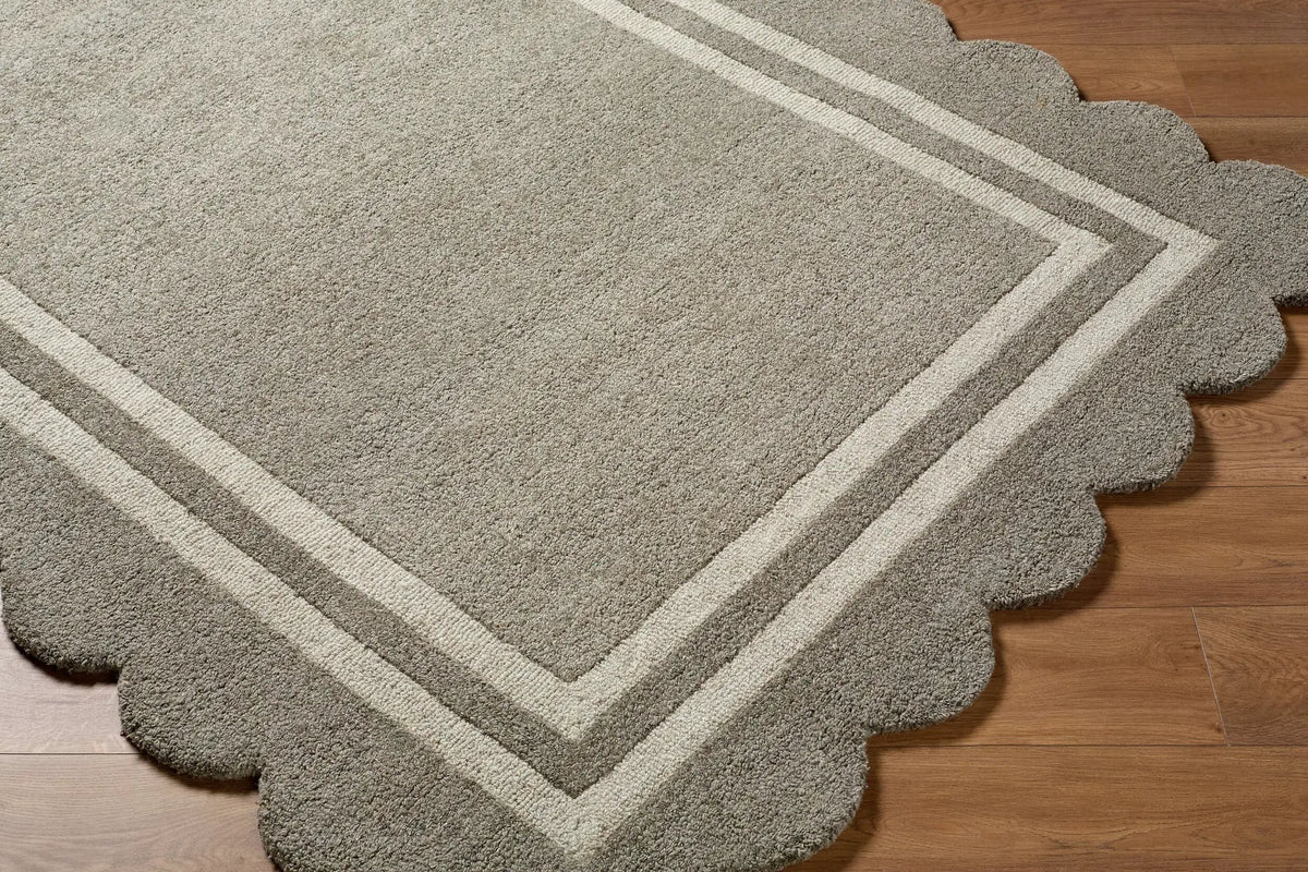 LIVABLISS Scalloped SCP-2302 Stone-Gray Area Rug