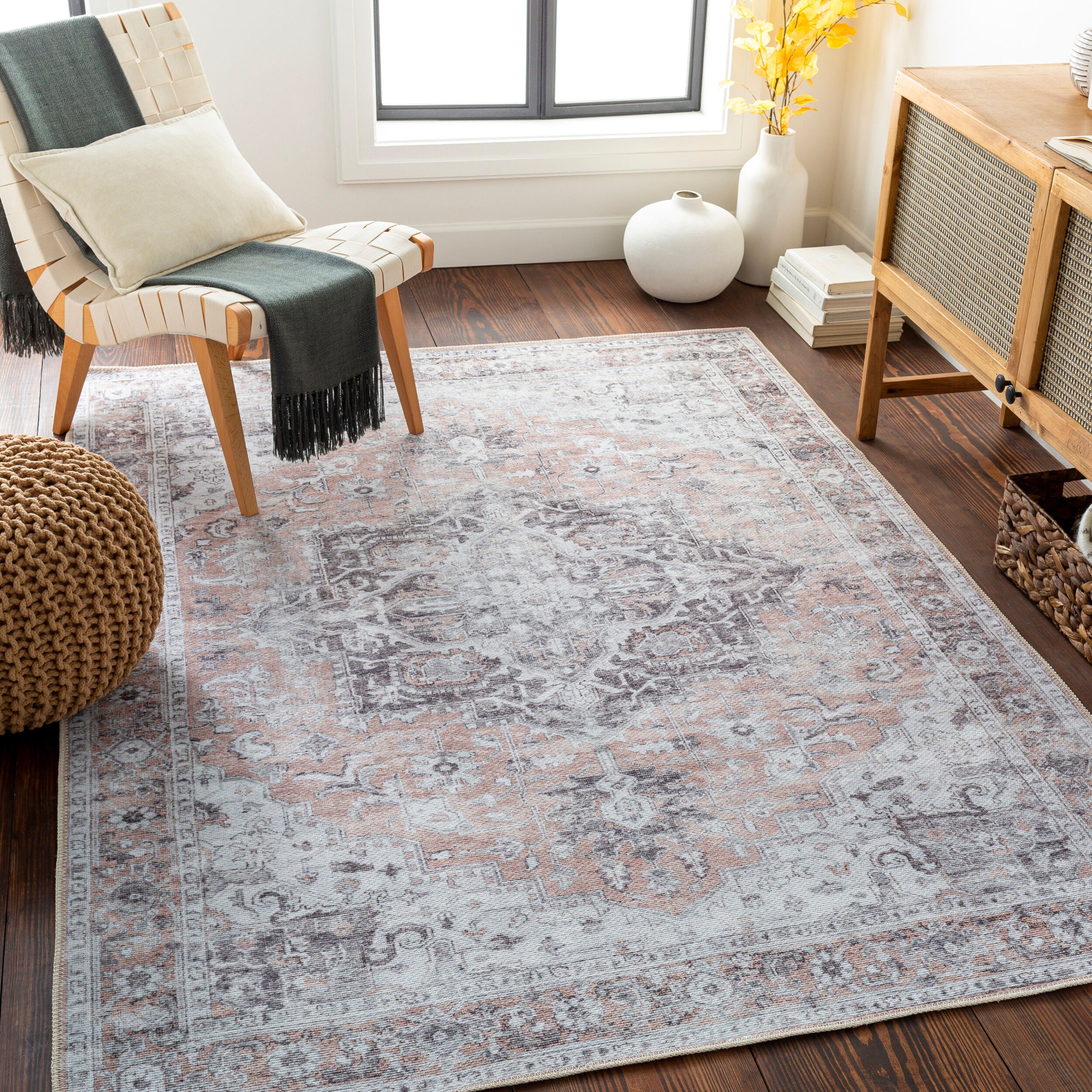Surya Tahmis THI-2702 Beige Machine Washable Area Rug by LIVABLISS