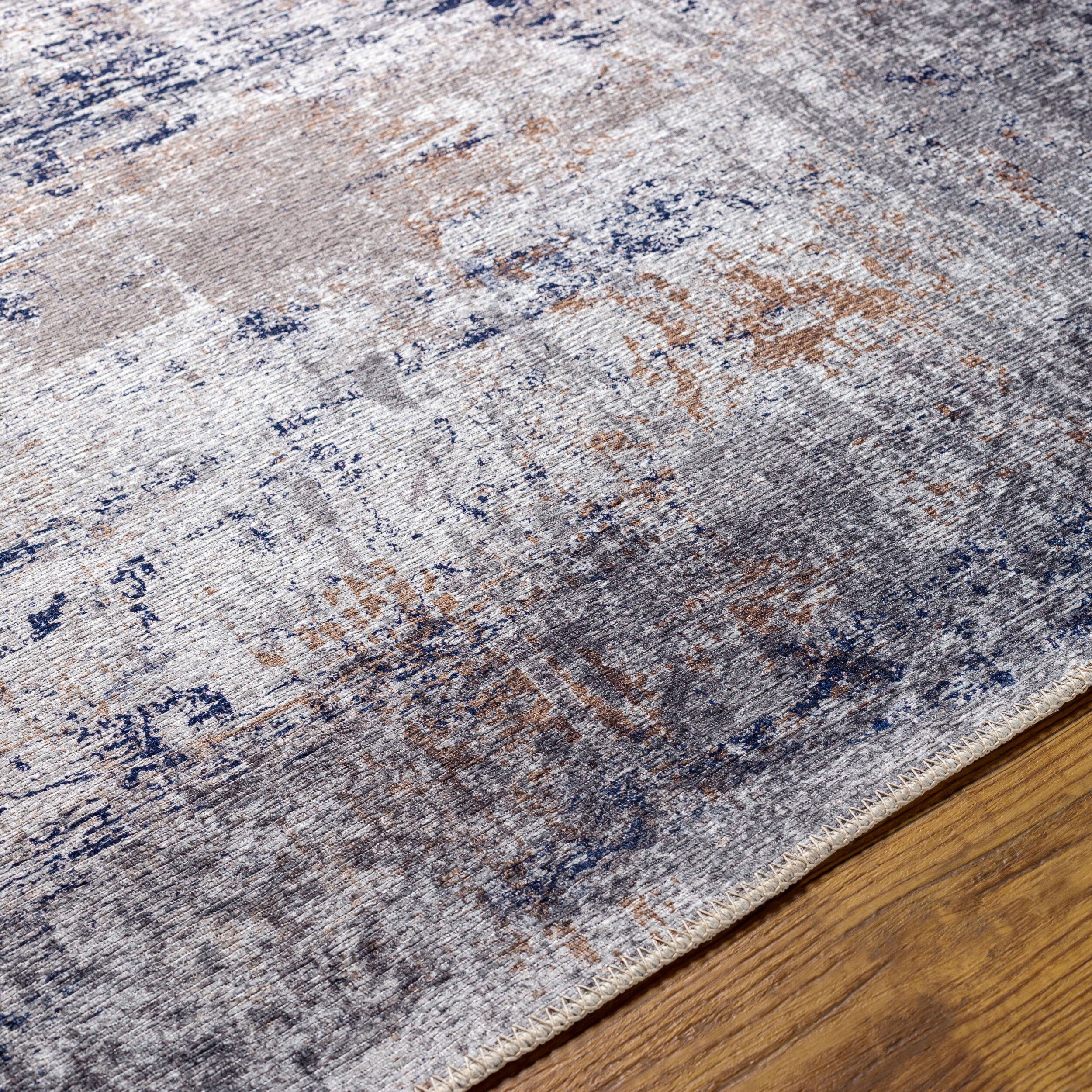 Surya Tahmis THI-2708 Dark Blue Machine Washable Area Rug by LIVABLISS