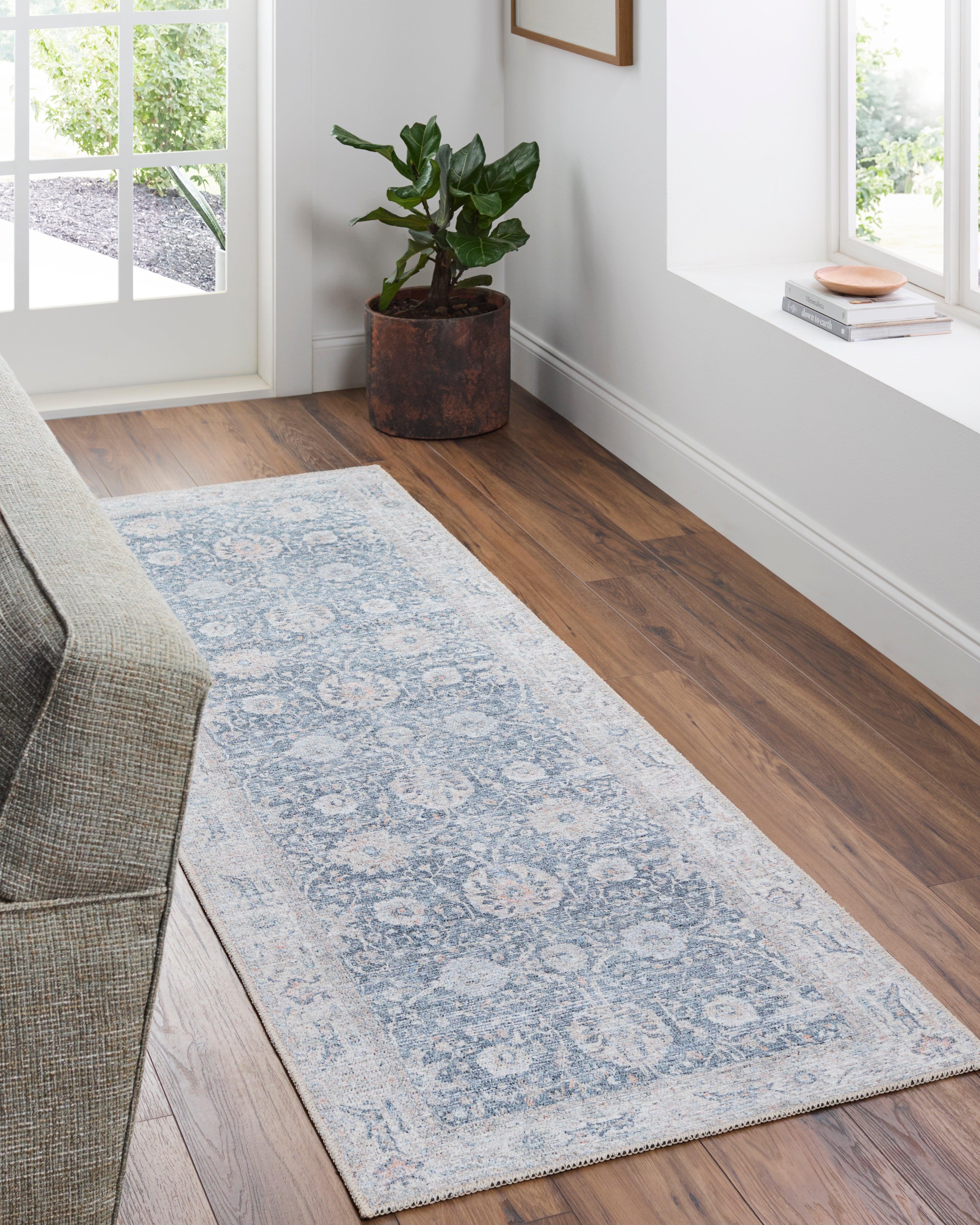 Surya Vinny VNY-2306 Dark Blue Machine Washable Area Rug by LIVABLISS