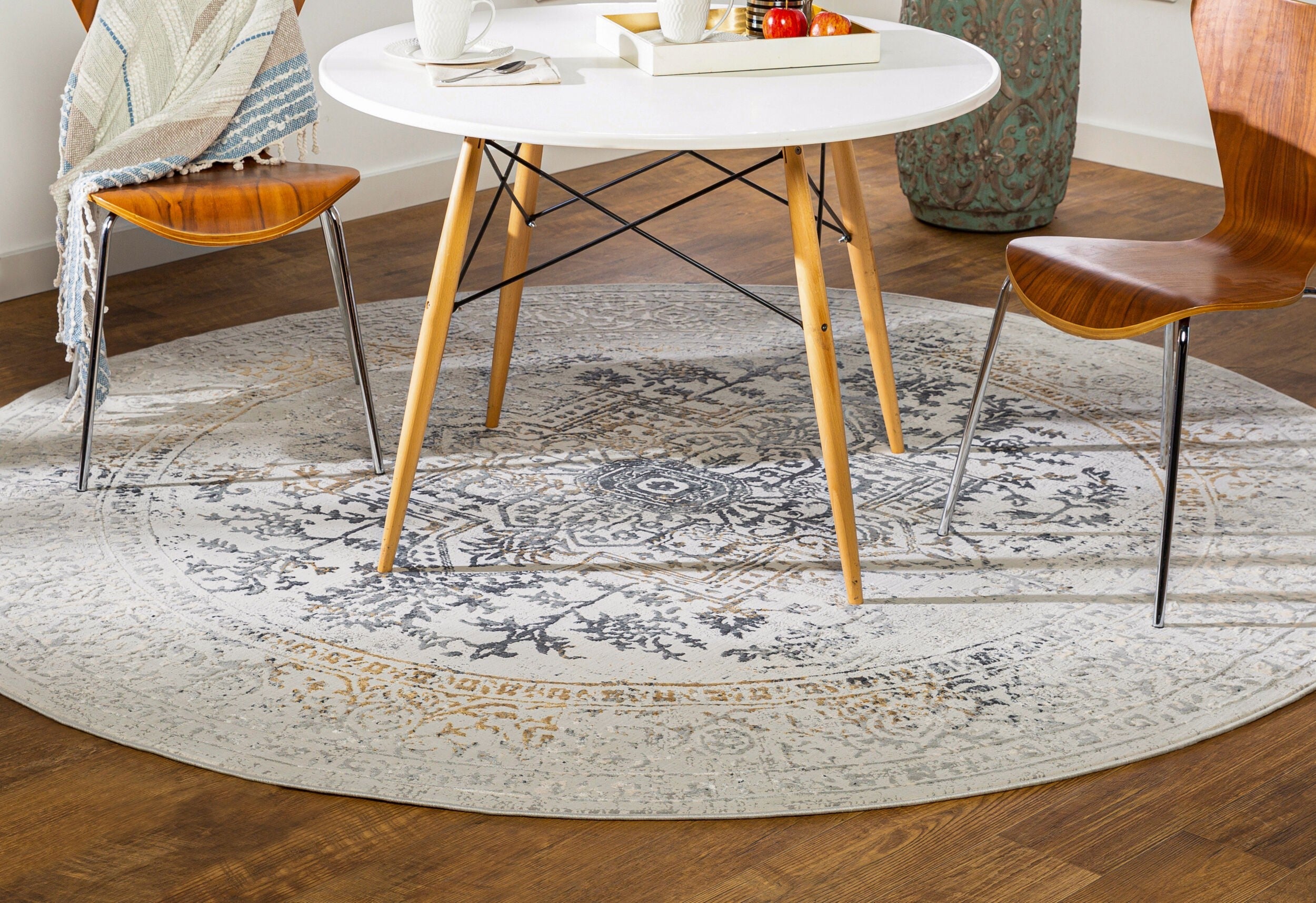 Modern Aisha area rug by LIVABLISS with plush medium pile, elegant contemporary design, in premium viscose and polyester—perfect durable rug for high-traffic living spaces