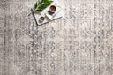 Neutral Loloi Homage Collection area rug with a distressed traditional pattern and subtle high-low texture, power-loomed of polyester and viscose in Turkey.