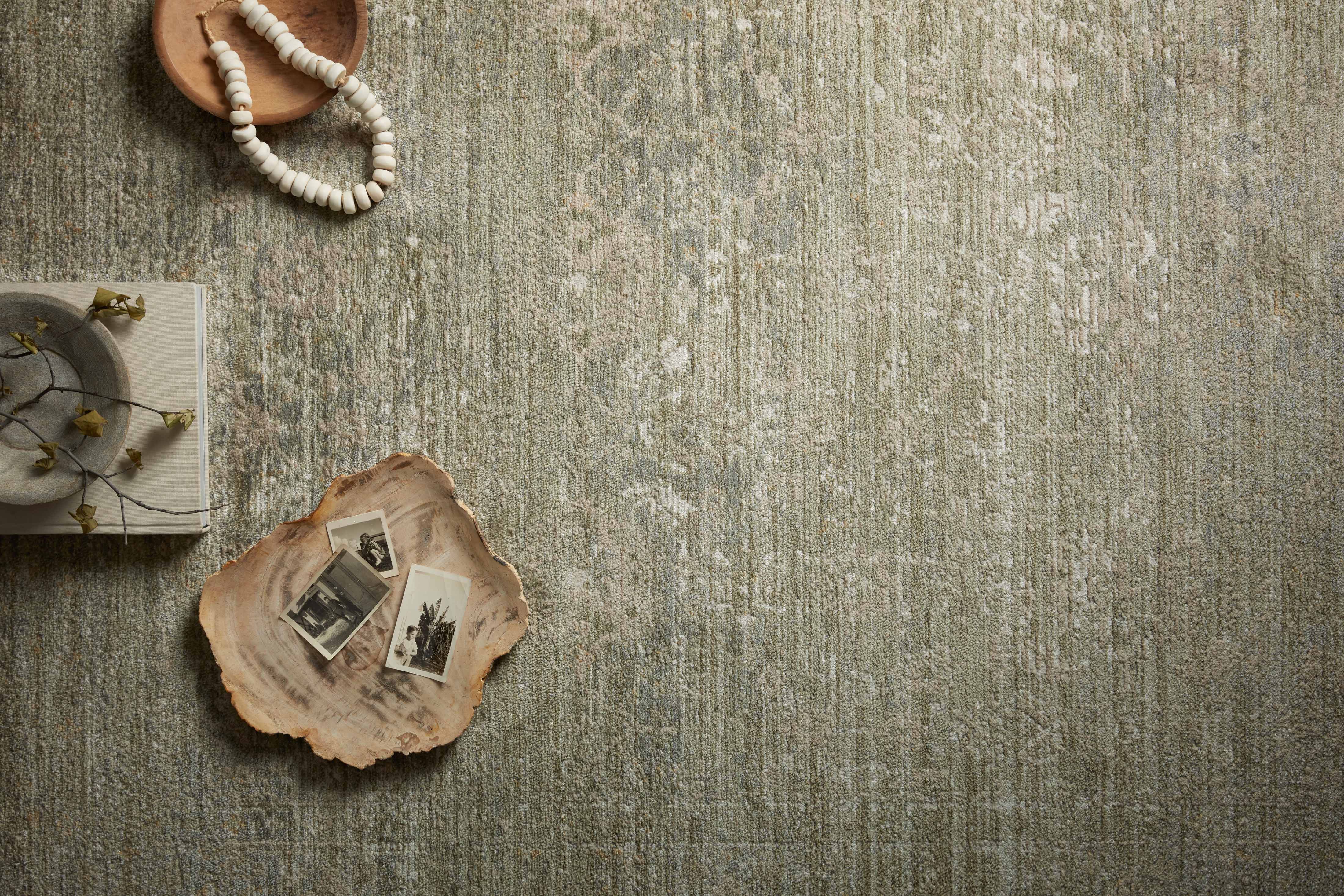 Elegant Loloi Indra Collection rug, power-loomed in Egypt with gently distressed design and textured pile heights.