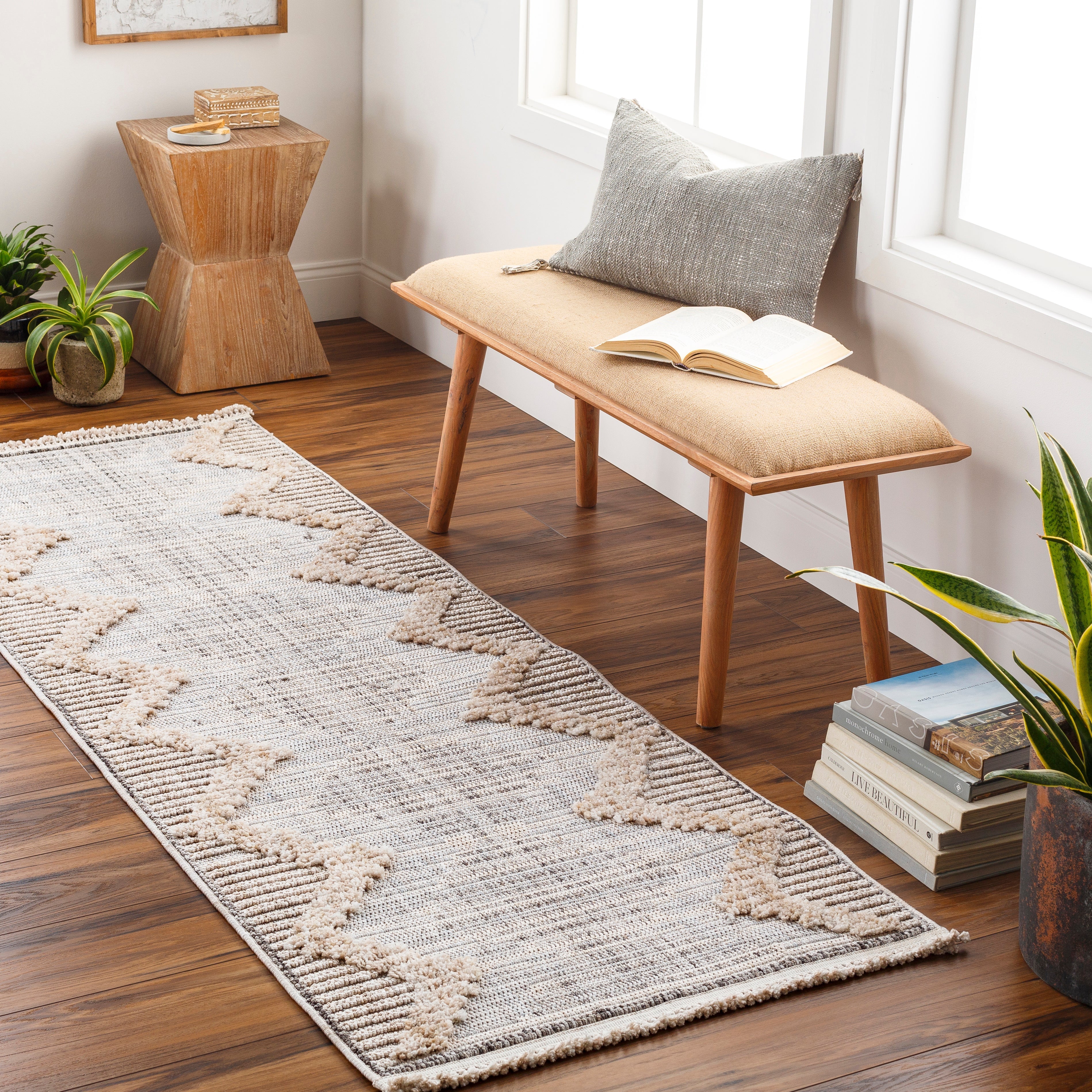 Livabliss Zaragoza Area Rug Collection. These striking rugs are made from polyester with a high pile, woven on a machine loom in Turkey.