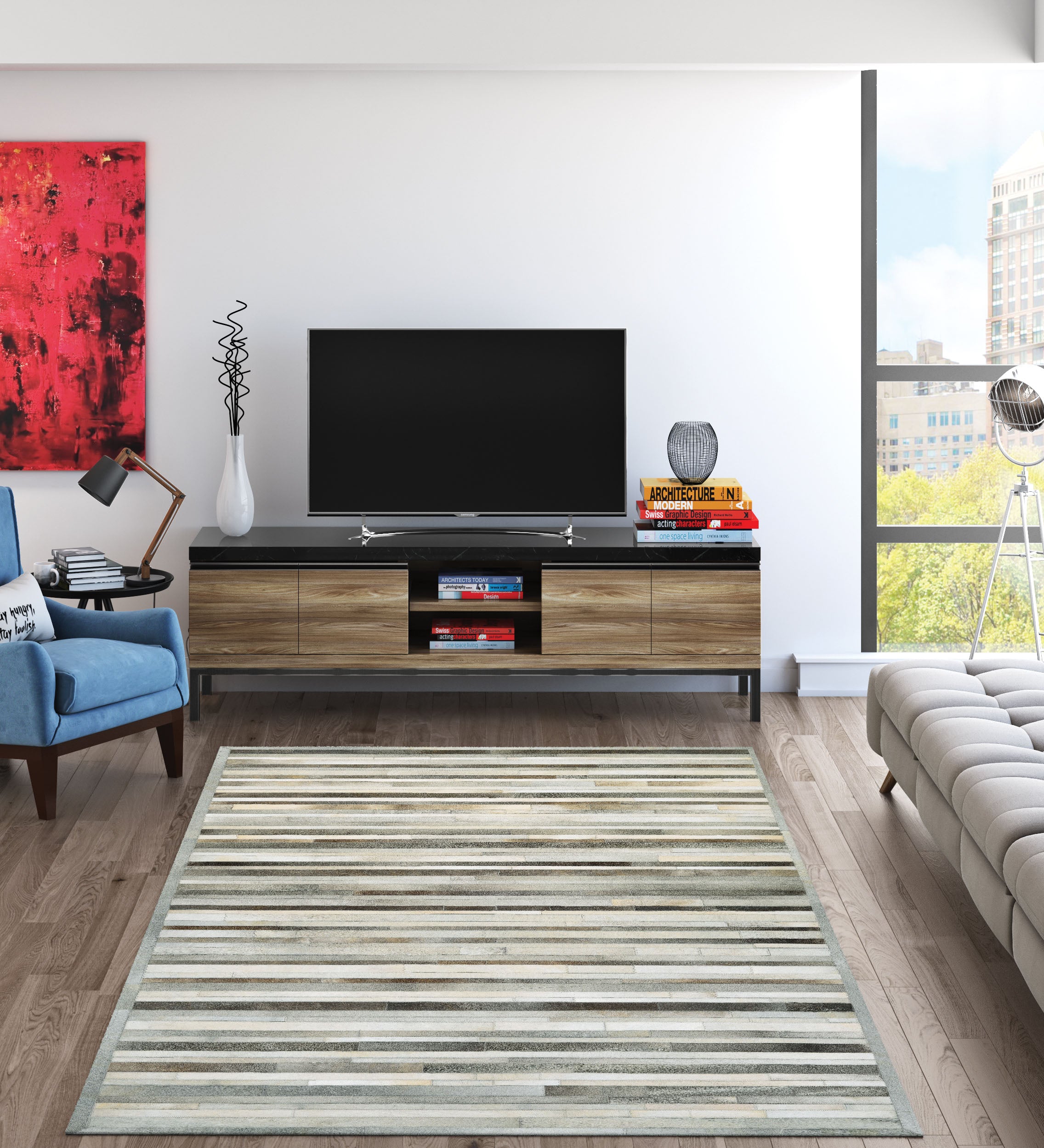 Couristan Chalet Plank Grey/Ivory Area Rug