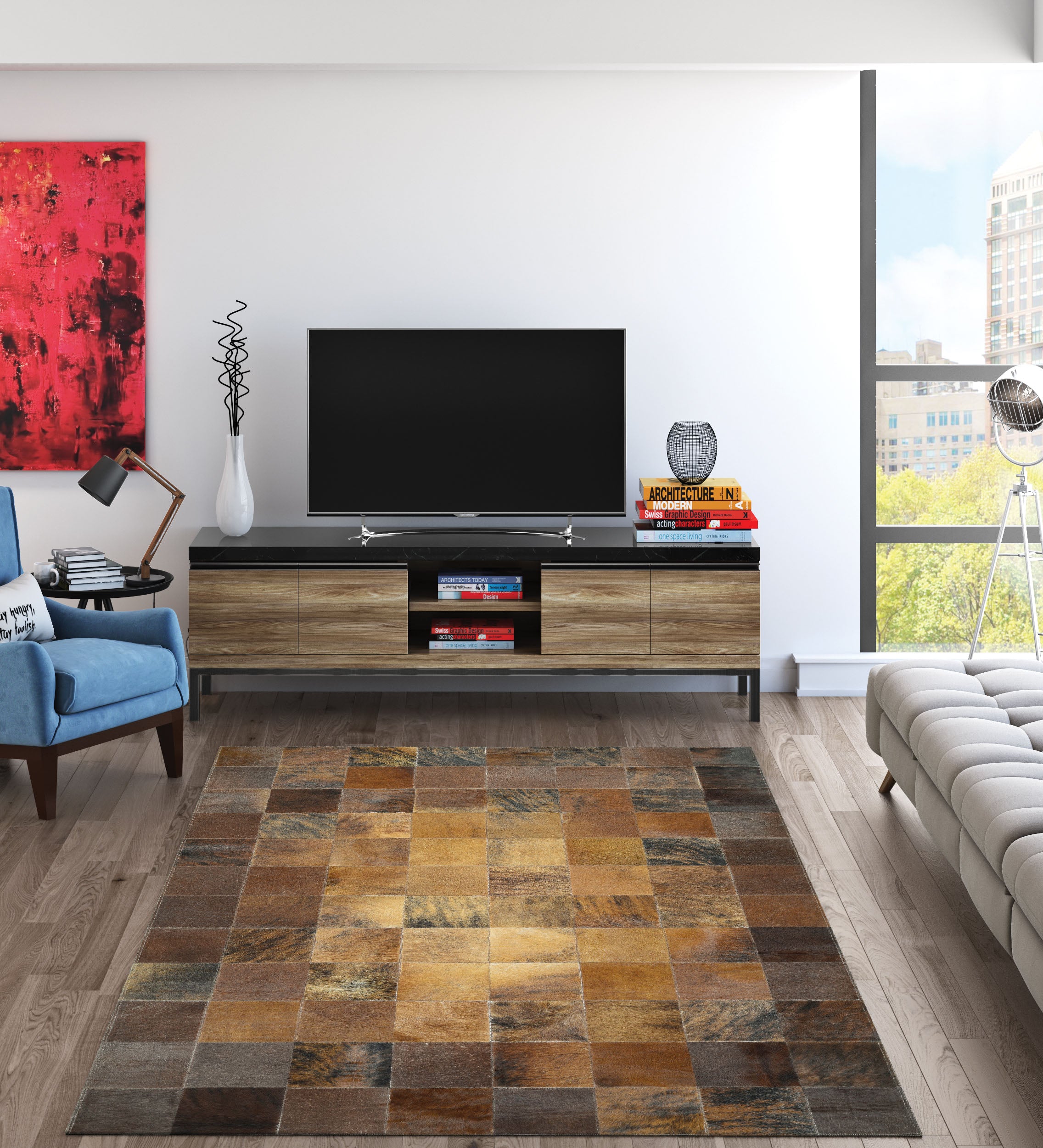 Couristan Chalet Tile Brown Area Rug