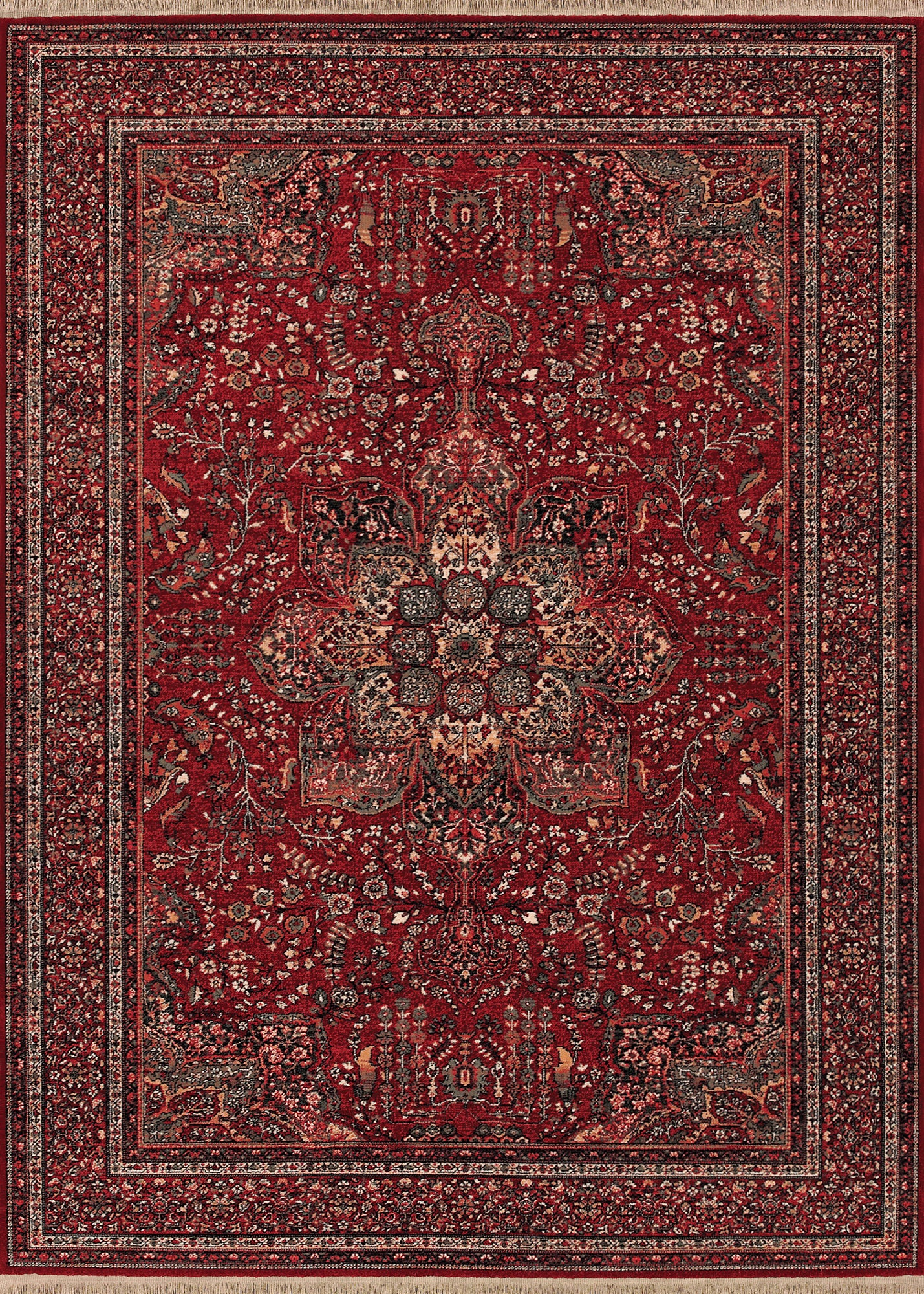 Couristan Kashimar All Over Center Medallion 0612-3337 Antique Red Area Rug