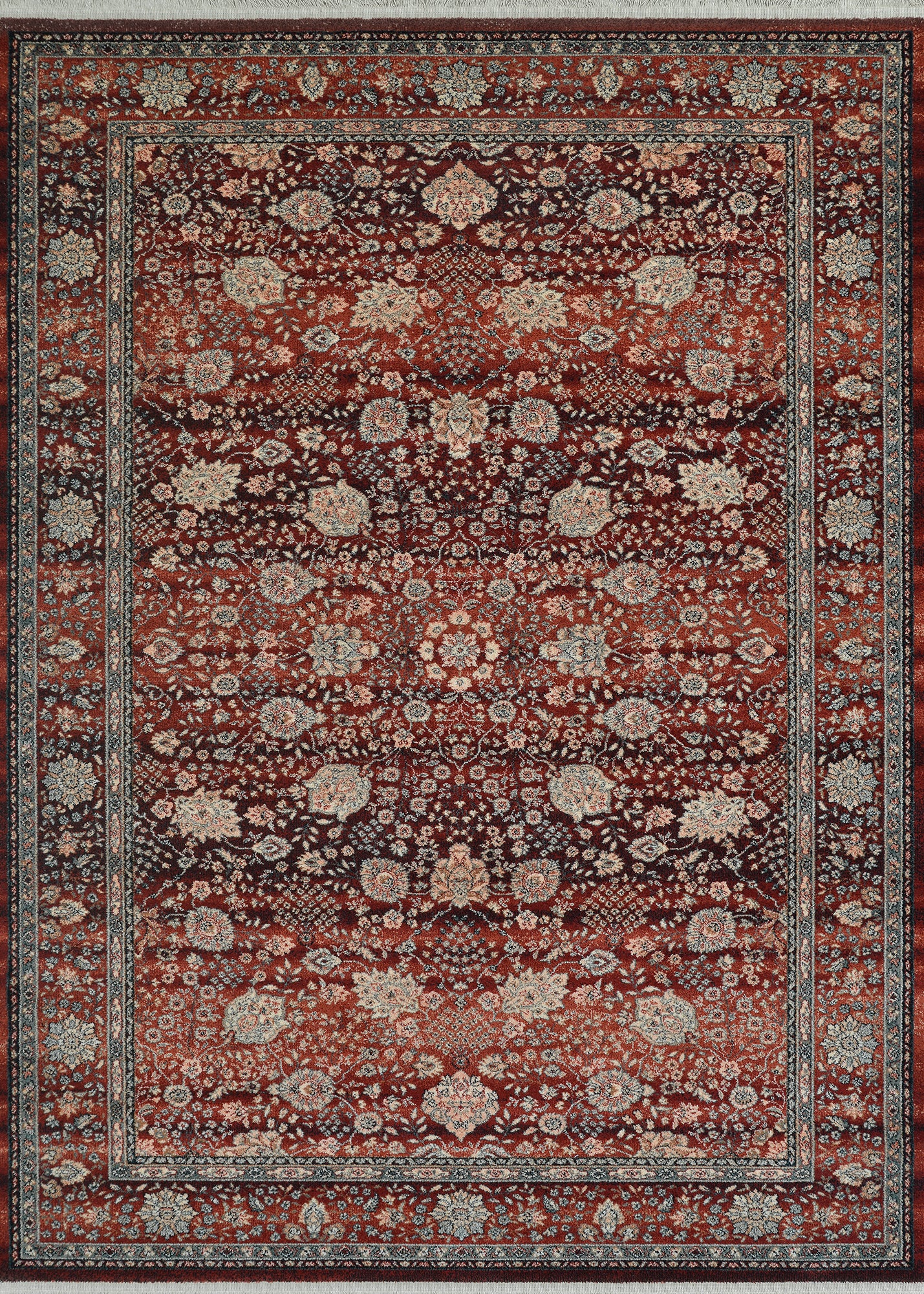Couristan Kashimar Floral Vase 0614-4165 Rust Area Rug
