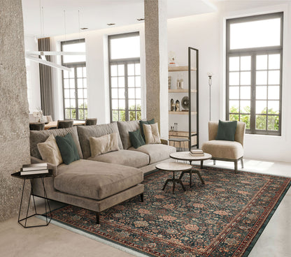 Couristan Kashimar Floral Vase 0614-4365 Sage Area Rug