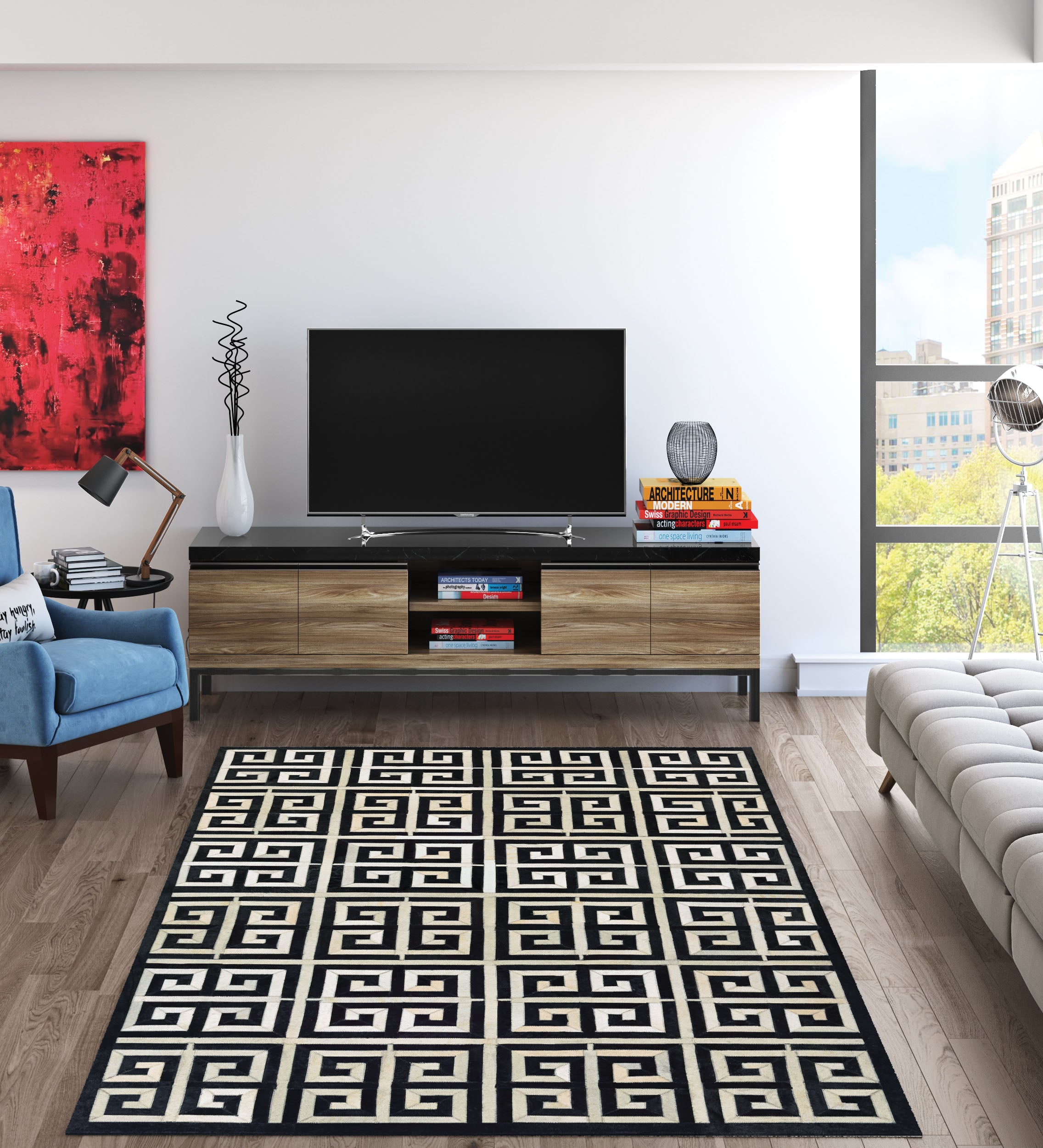 Couristan Chalet Meander Black/Ivory Area Rug