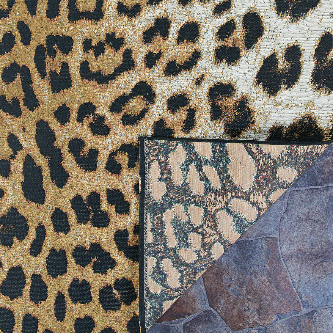 Couristan Dolce Amur Leopard 5750-0003 Gold Area Rug