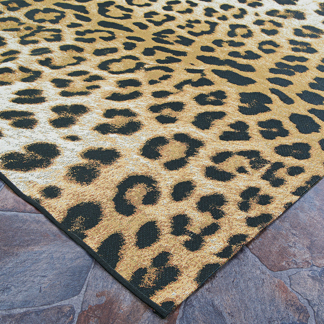Couristan Dolce Amur Leopard 5750-0003 Gold Area Rug