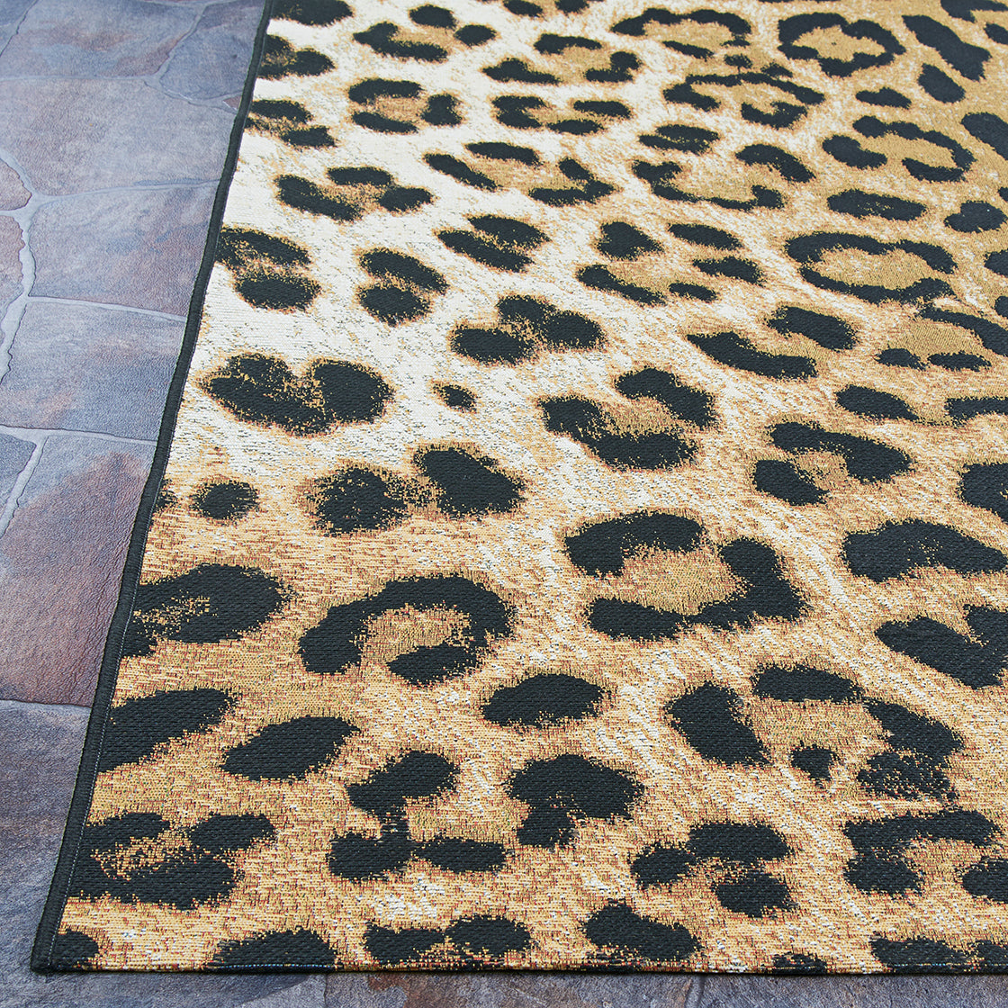Couristan Dolce Amur Leopard 5750-0003 Gold Area Rug