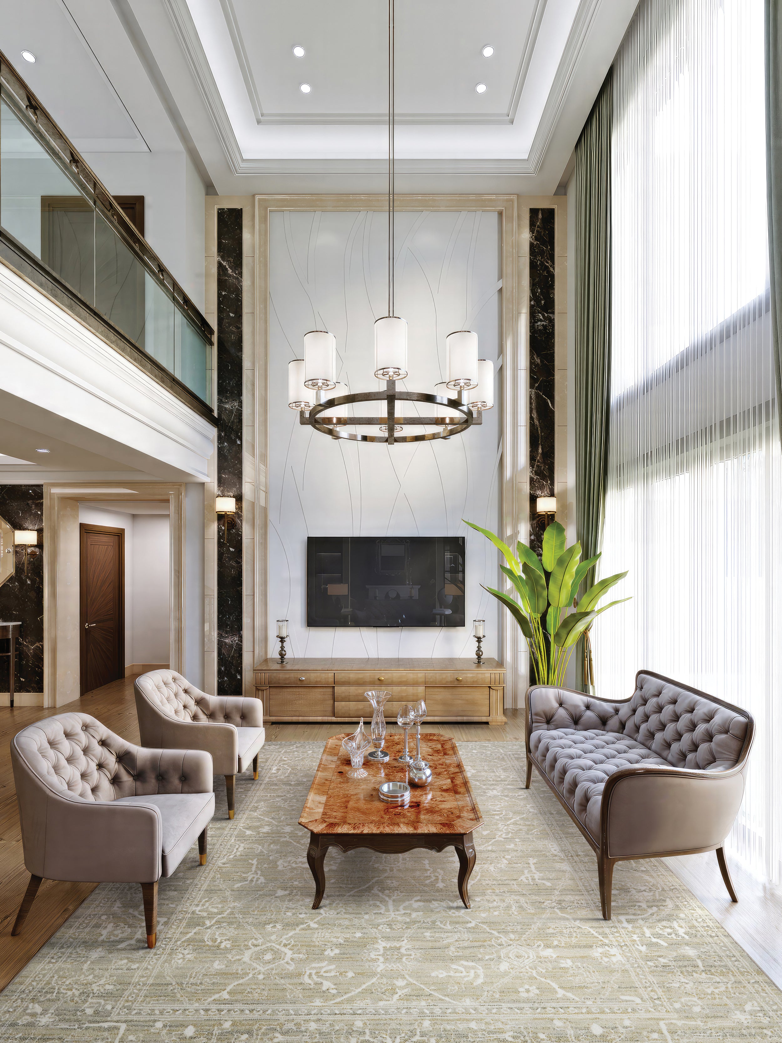 Couristan Everest Persian Arabesque 6340-7565 Bone Area Rug