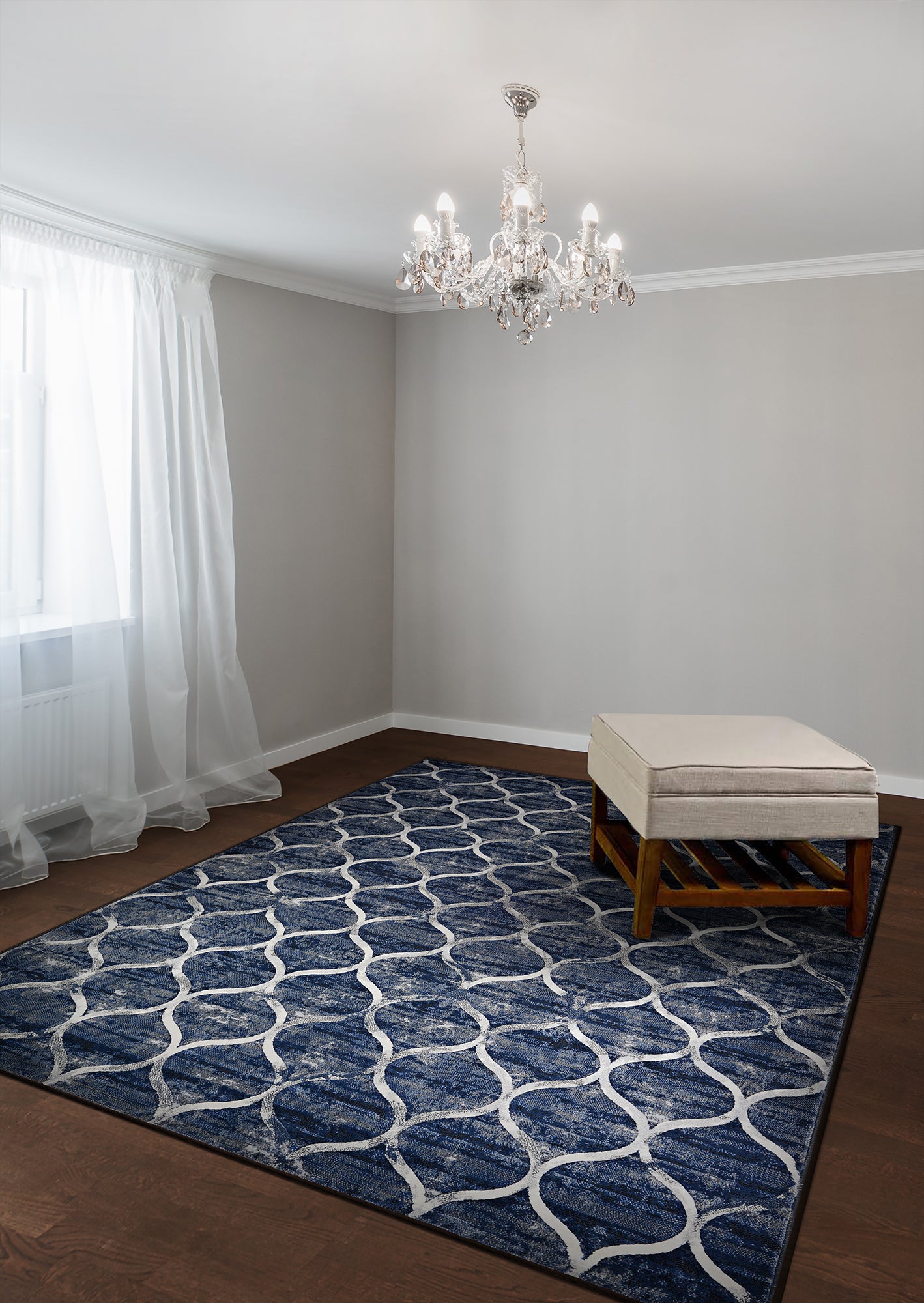 Couristan Easton Ogee 6345-5676 Dusk-Blue Area Rug