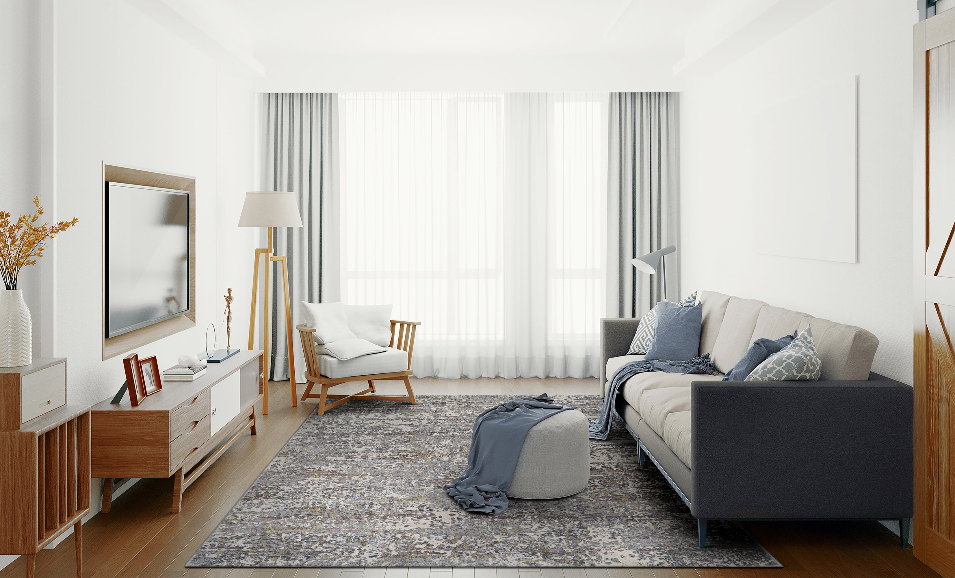 Couristan Easton Landscape 6372-2474 Grey Area Rug