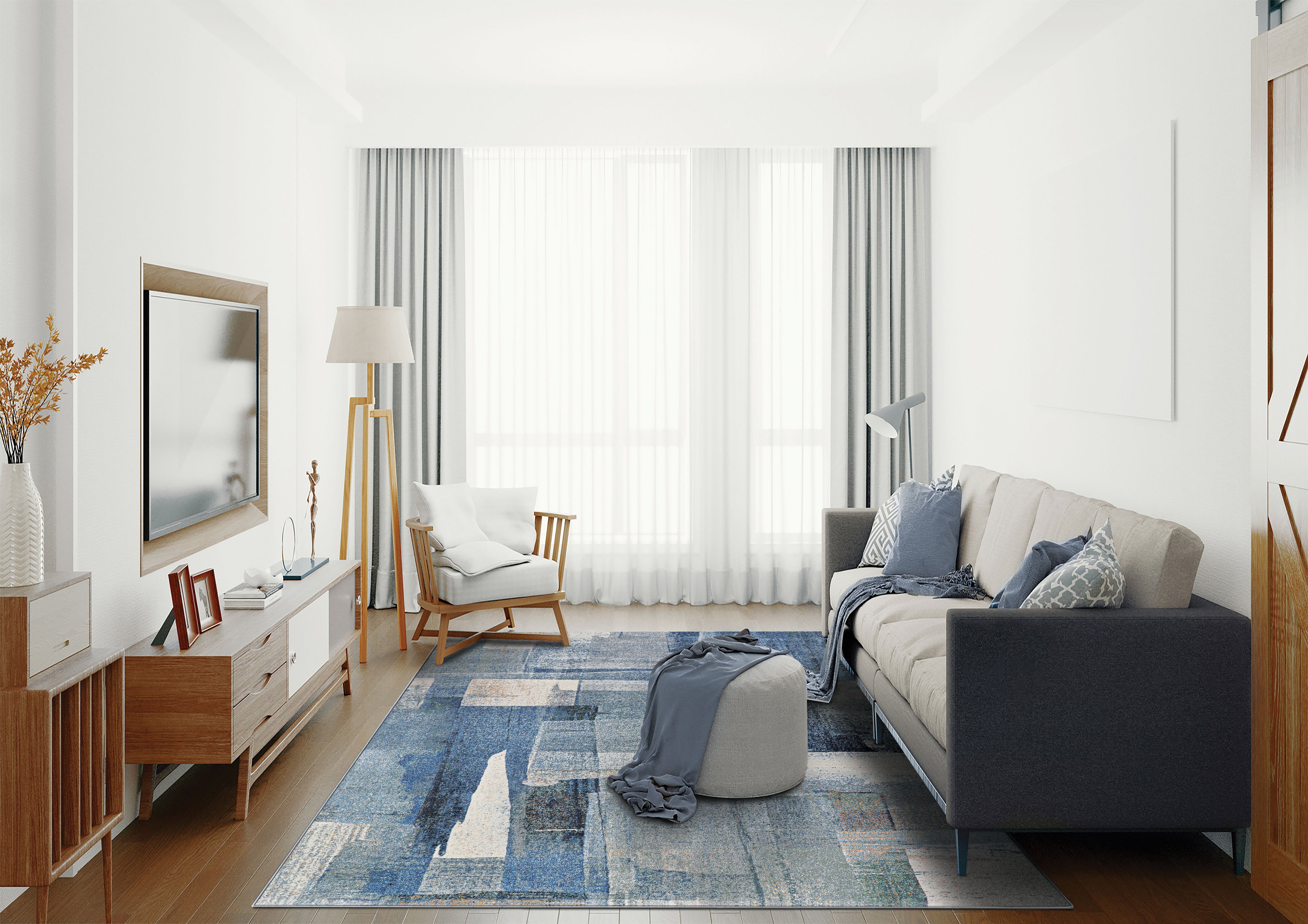 Couristan Easton Shadows 6389-5782 Blue Ash Area Rug