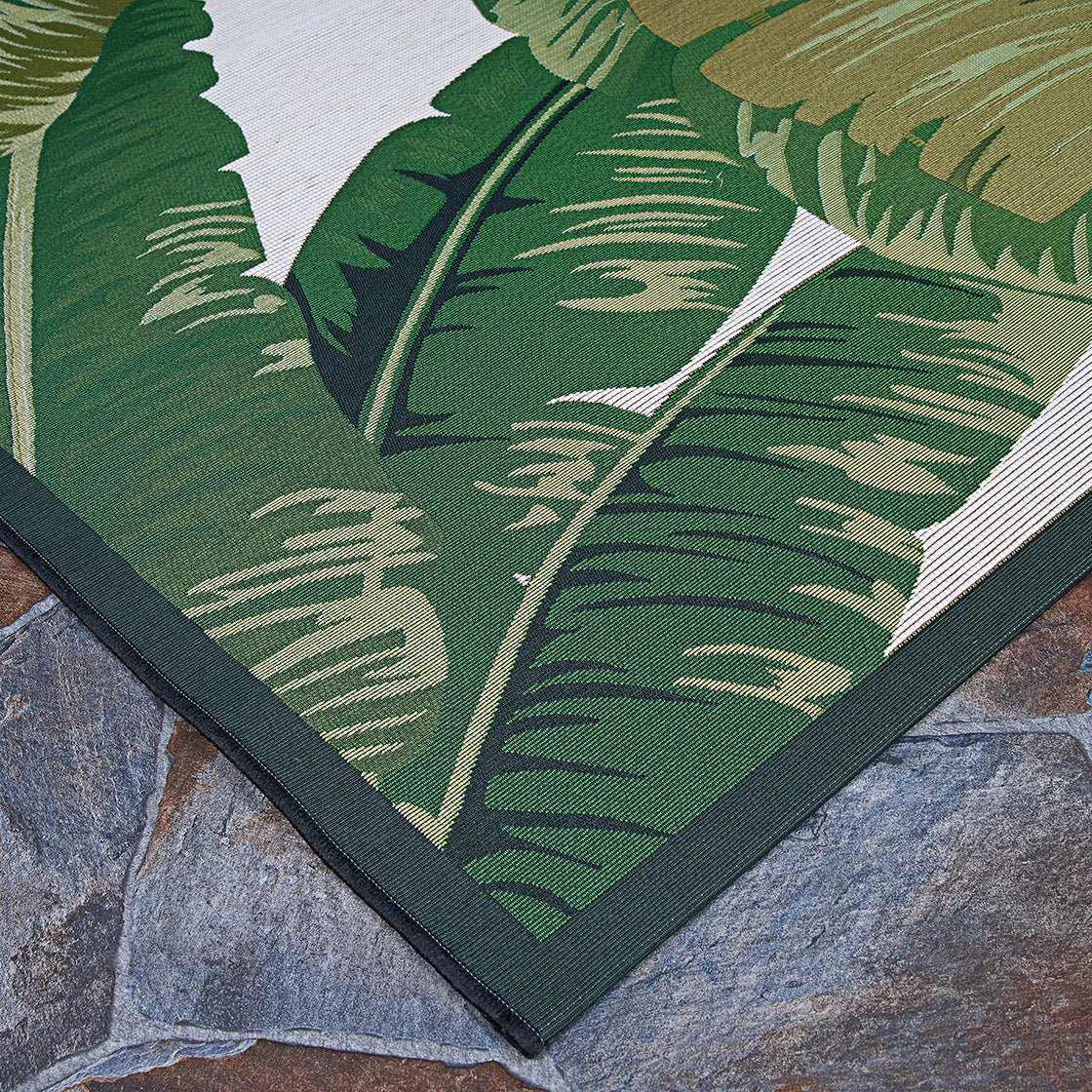 Couristan Dolce Palm Lily 7506-0004 Hunter Green Area Rug