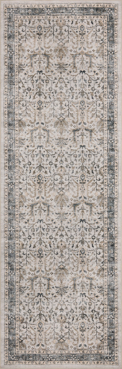 A power-loomed polyester area rug in refined ivory and grounding stone tones with traditional and distressed motifs, the Anniston ANS-01 Ivory / Stone Area Rug grounds your room beautifully