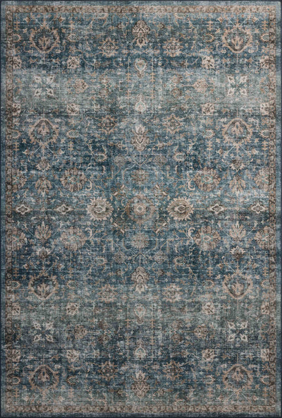 The Anniston ANS-02 Lagoon / Natural Area Rug is a power-loomed polyester area rug that radiates tranquil lagoon and warm natural charm and traditional and distressed elegance