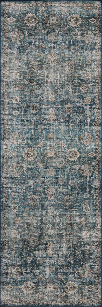The Anniston ANS-02 Lagoon / Natural Area Rug is a power-loomed polyester area rug that radiates tranquil lagoon and warm natural charm and traditional and distressed elegance