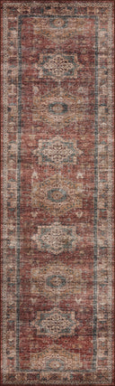 The Anniston ANS-04 Spice / Multi Area Rug showcases spirited spice and vibrant multi-toned tones in a power-loomed polyester area rug with traditional and distressed style