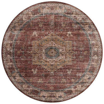 The Anniston ANS-04 Spice / Multi Area Rug showcases spirited spice and vibrant multi-toned tones in a power-loomed polyester area rug with traditional and distressed style