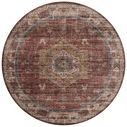 The Anniston ANS-04 Spice / Multi Area Rug showcases spirited spice and vibrant multi-toned tones in a power-loomed polyester area rug with traditional and distressed style